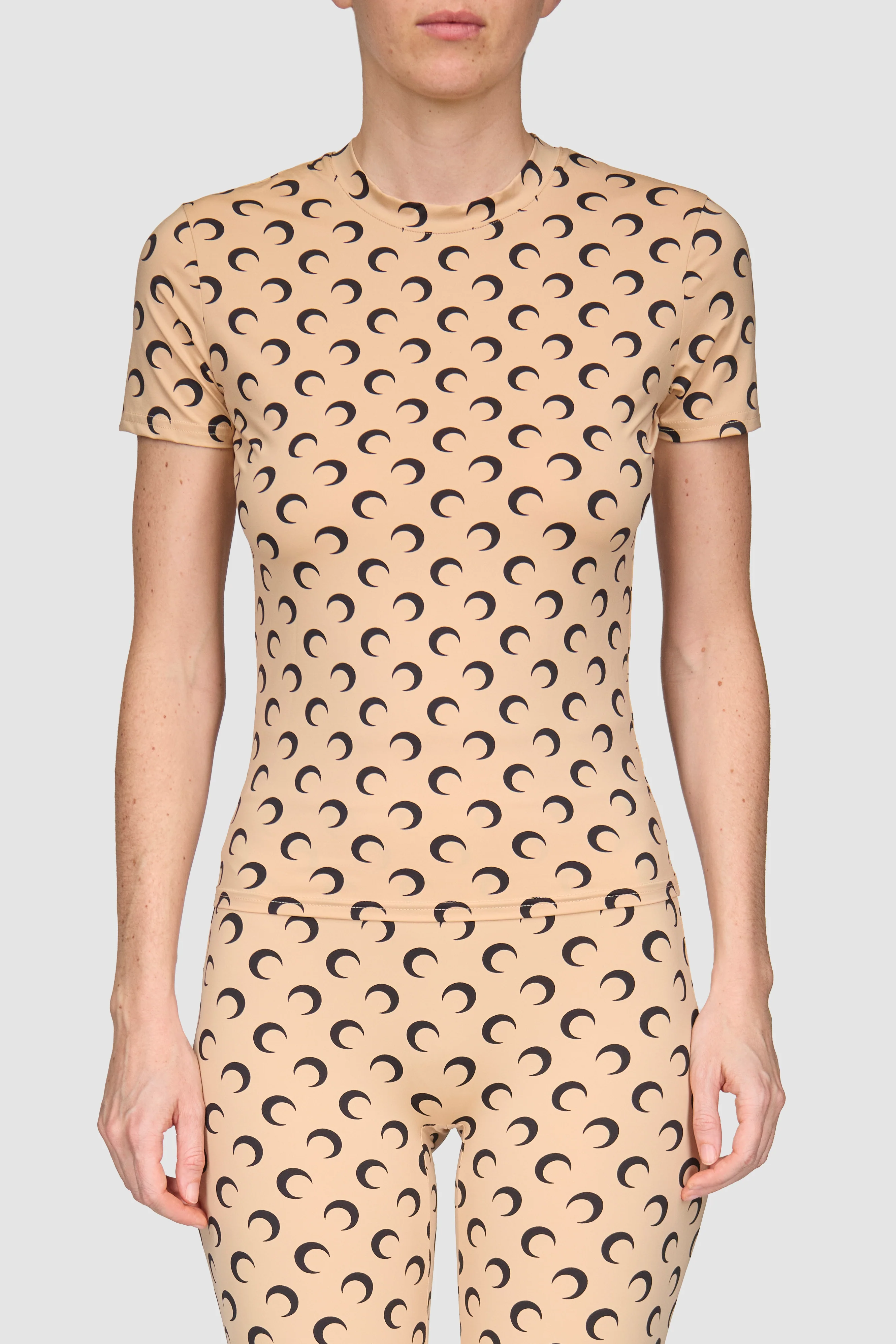 MOON PRINTED JERSEY SS CREWNECK TOP TAN - Image 3