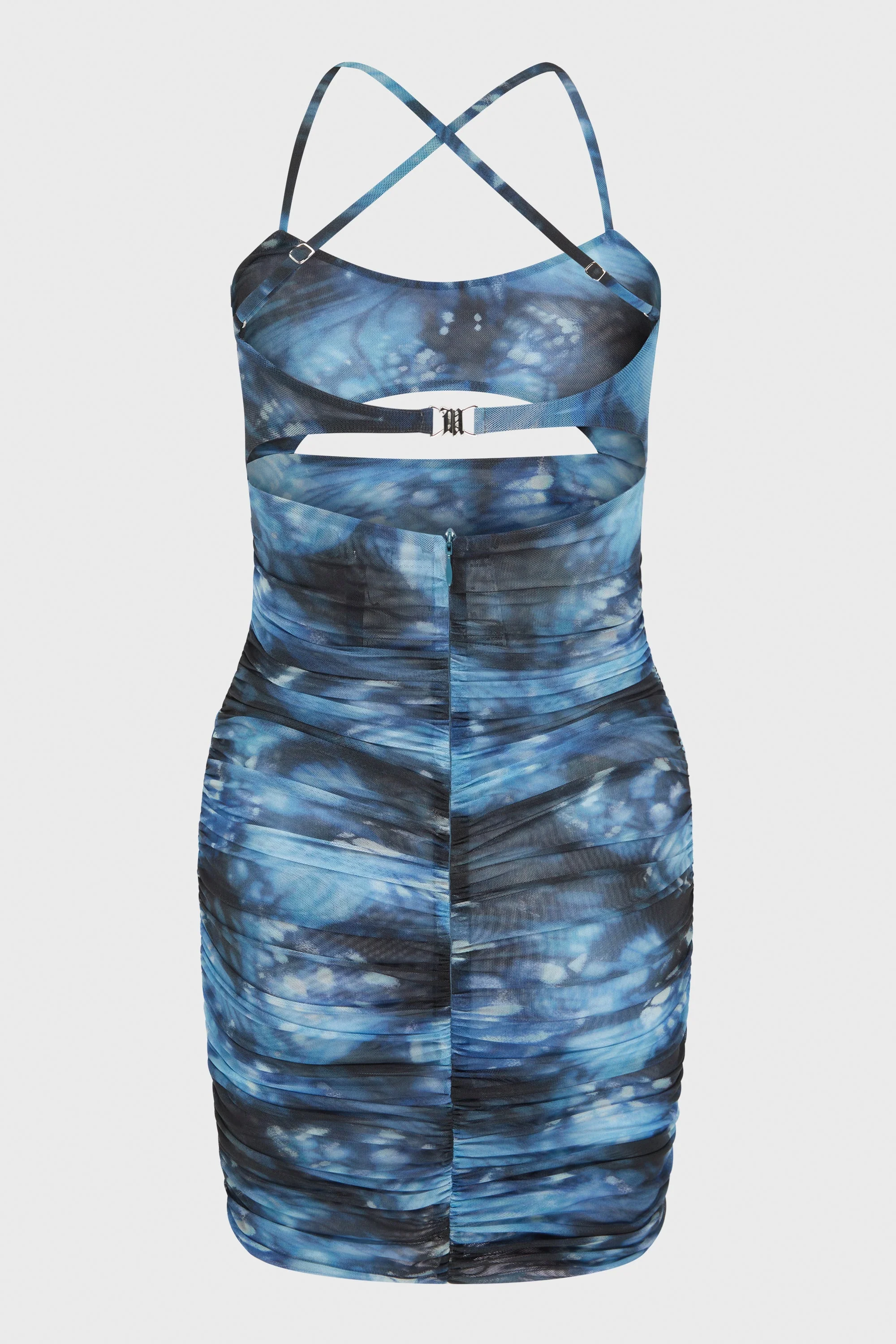 MESH BUTTERFLY MINI DRESS BLUE - Image 3