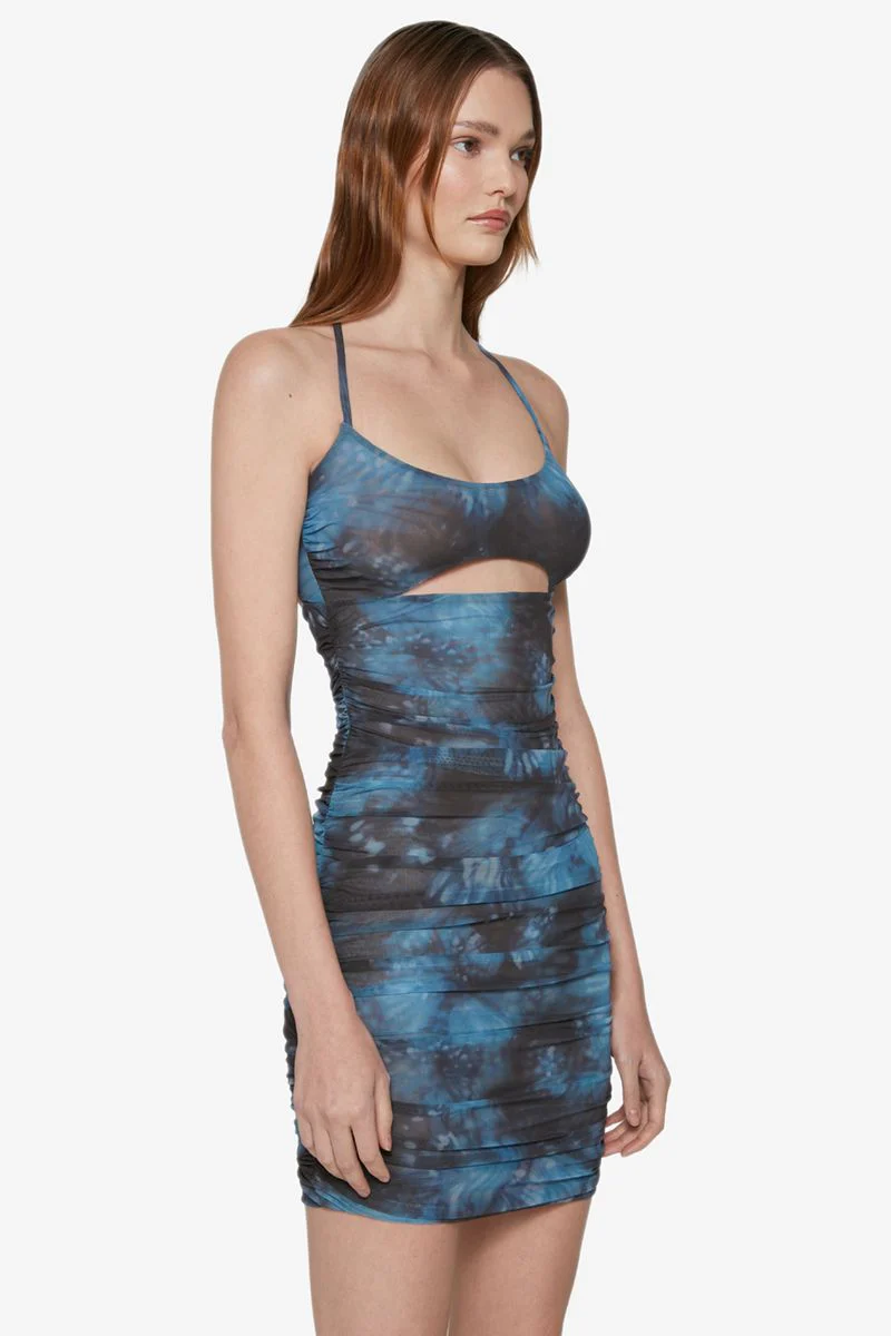 MESH BUTTERFLY MINI DRESS BLUE - Image 4