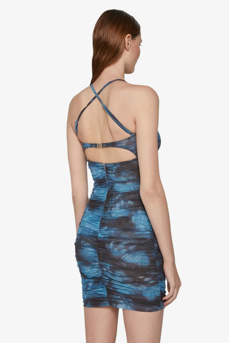 MESH BUTTERFLY MINI DRESS BLUE - Image 5