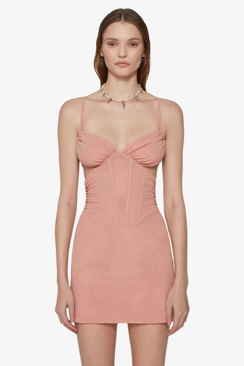 MESH CORSET MINI DRESS BLUSH - Image 2