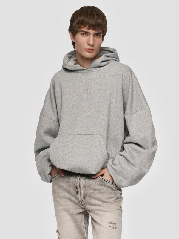 INFLATED HEATHER GREY HOODIE - Image 2