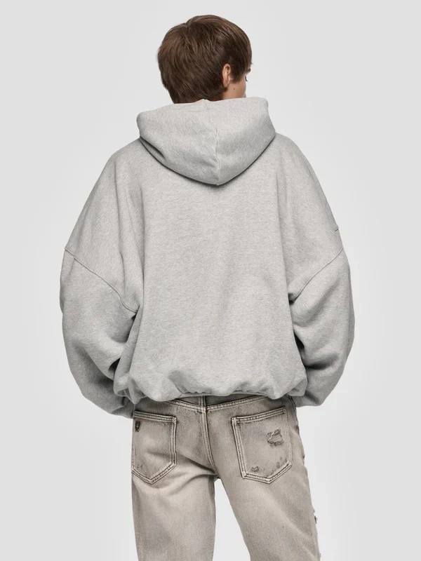 INFLATED HEATHER GREY HOODIE - Image 4