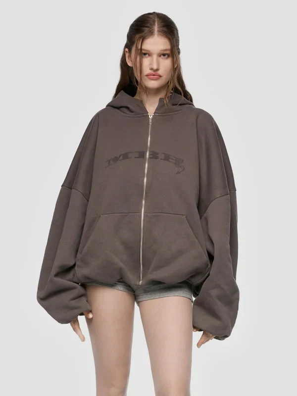 INFLATED MBH DEVIL ZIPPED HOODIE WASHED GREY - Image 4