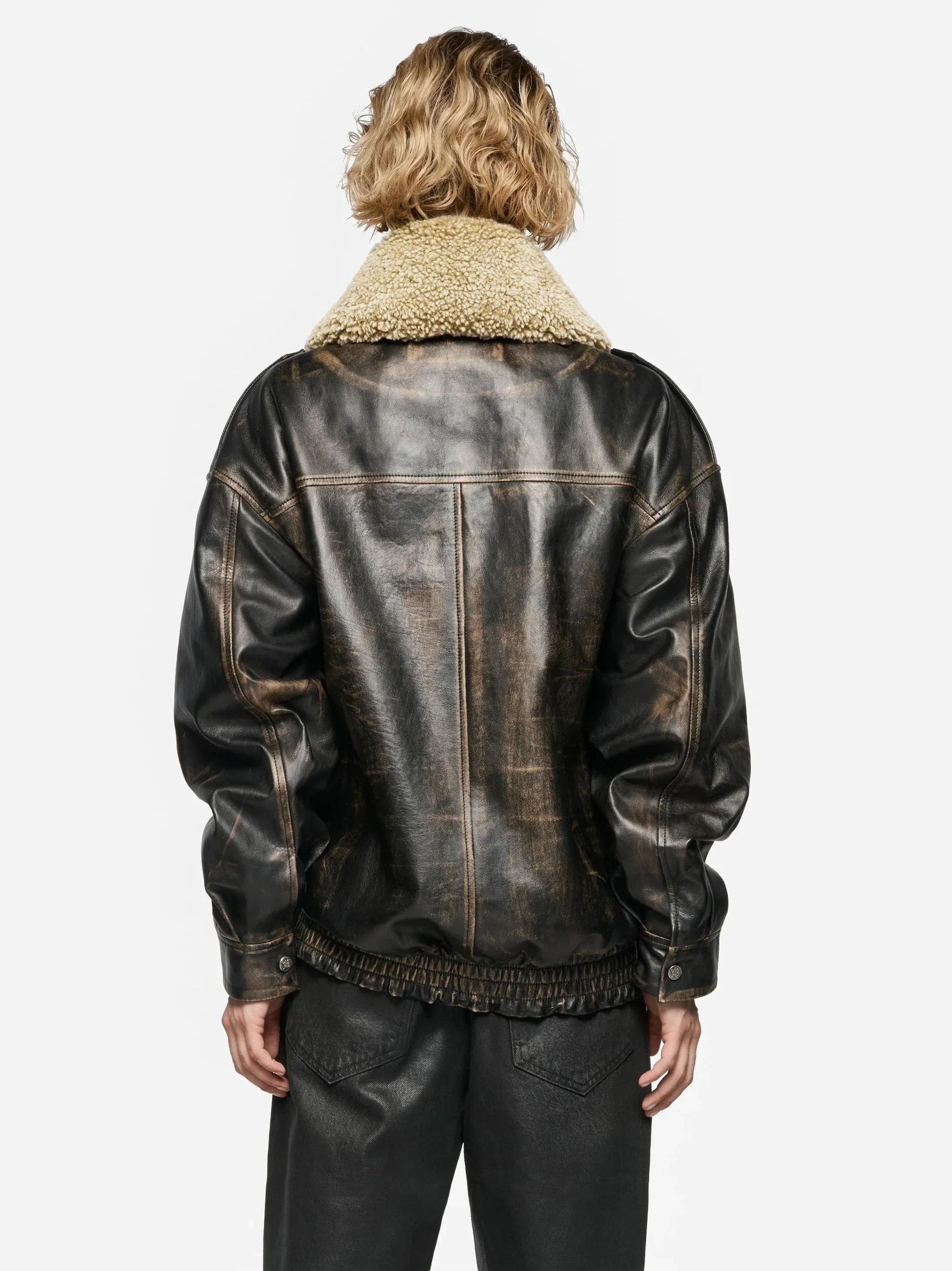 LEATHER AVIATOR JACKET - Image 5