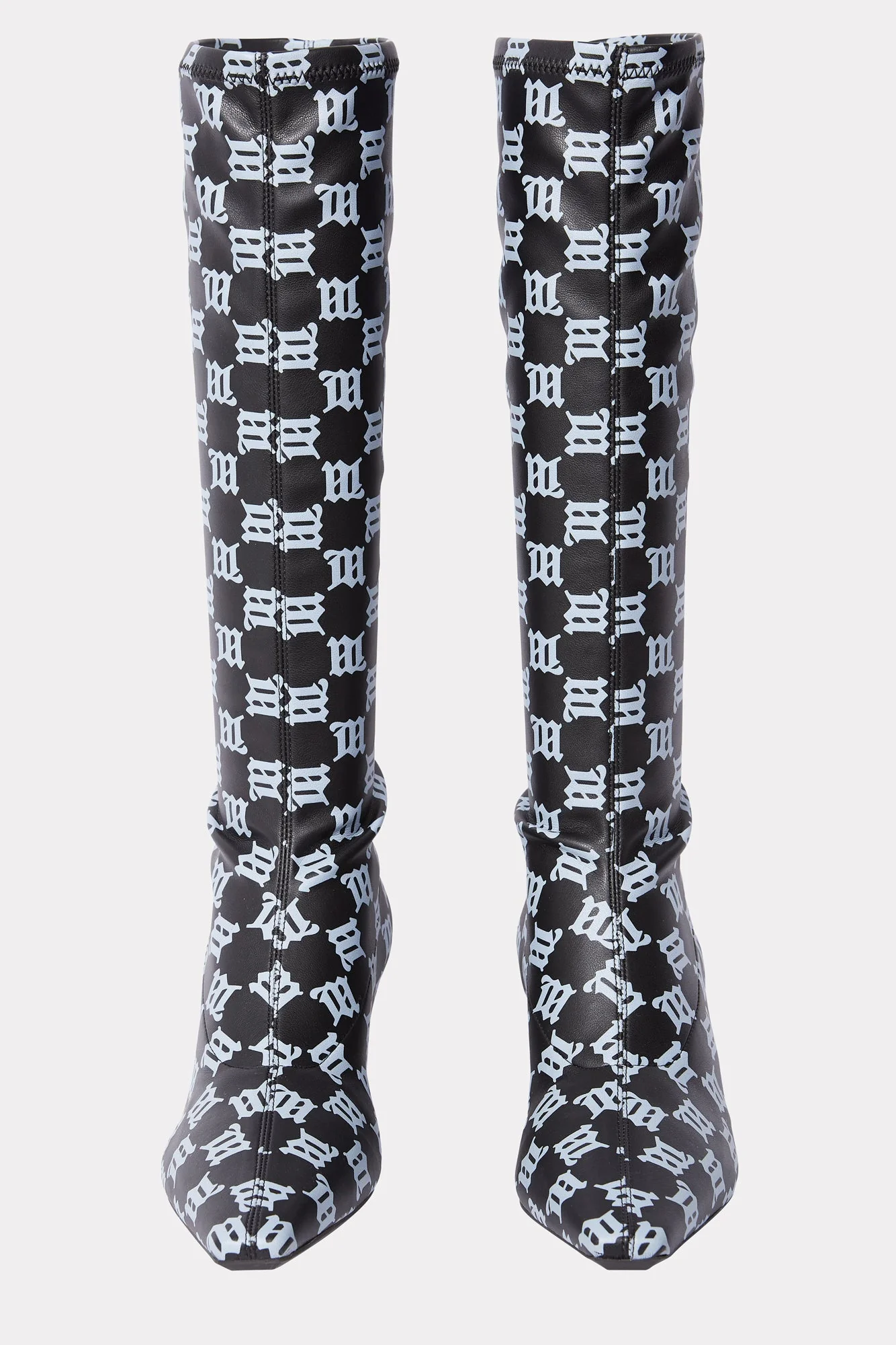 MONOGRAM BLACK/GREY KNEE-HIGH SLICER BOOTS - Image 2