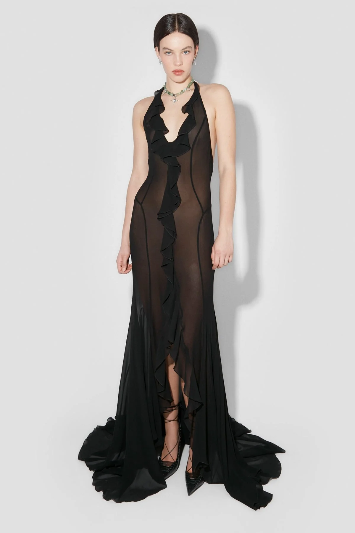 RECYCLED VISCOSE CHIFFON MAXI DRESS - Image 2