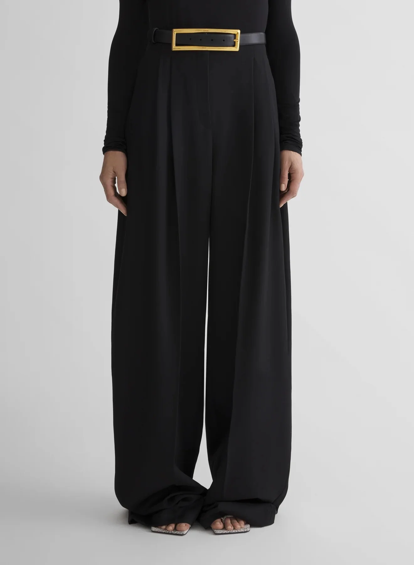 HIGH WAIST MASCULINE STRAIGHT PANTS BLACK - Image 2