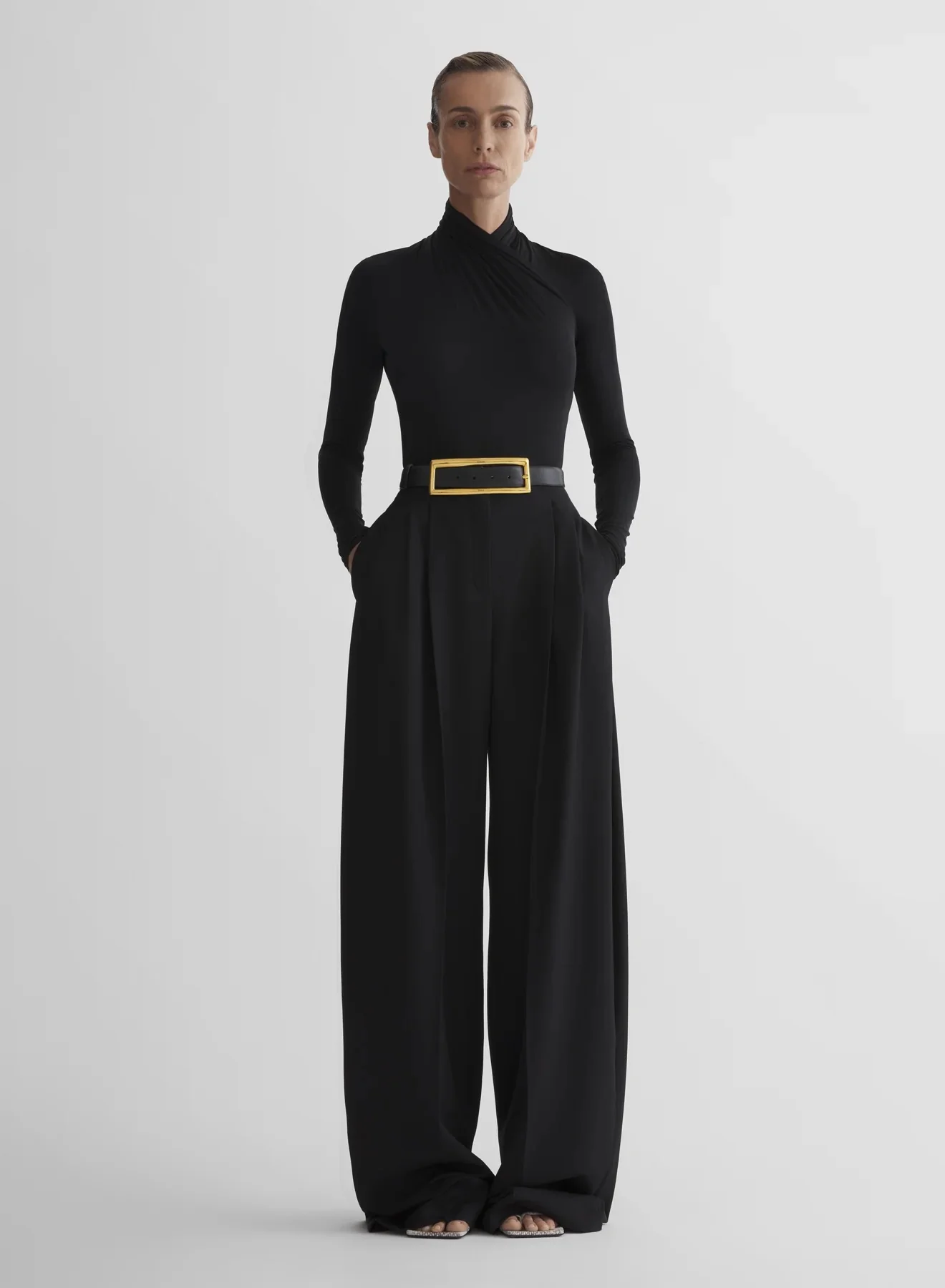 HIGH WAIST MASCULINE STRAIGHT PANTS BLACK - Image 5