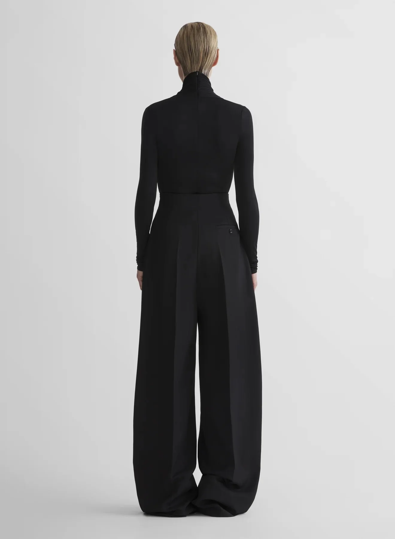 HIGH WAIST MASCULINE STRAIGHT PANTS BLACK - Image 6