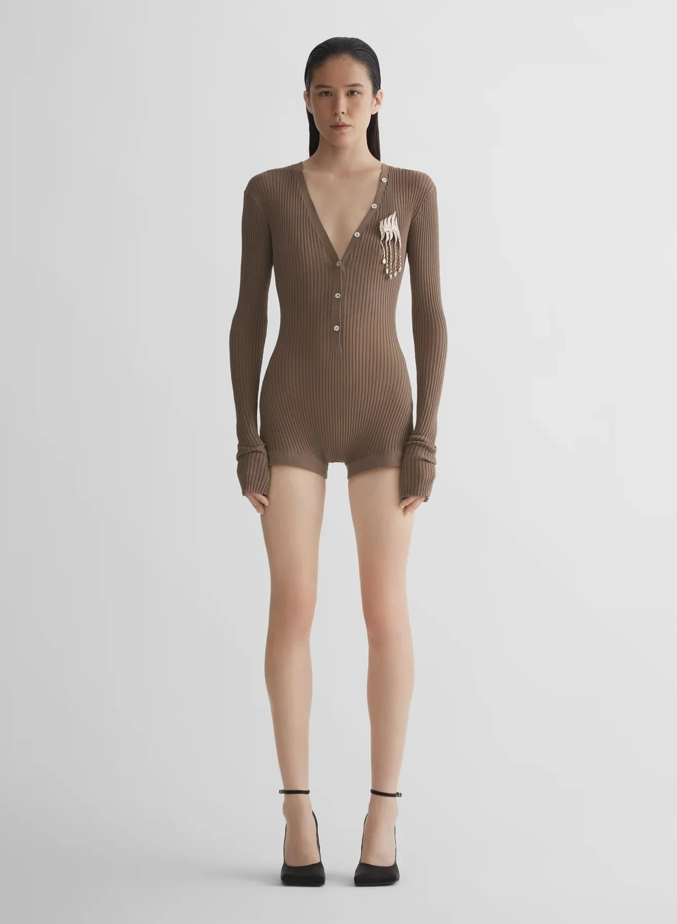 KNIT BODYSUIT TAUPE - Image 5