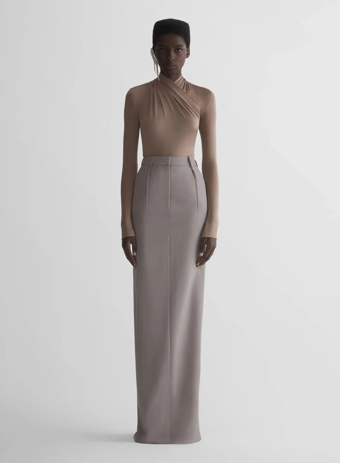 LONG TAILORED SKIRT GREY - Image 5