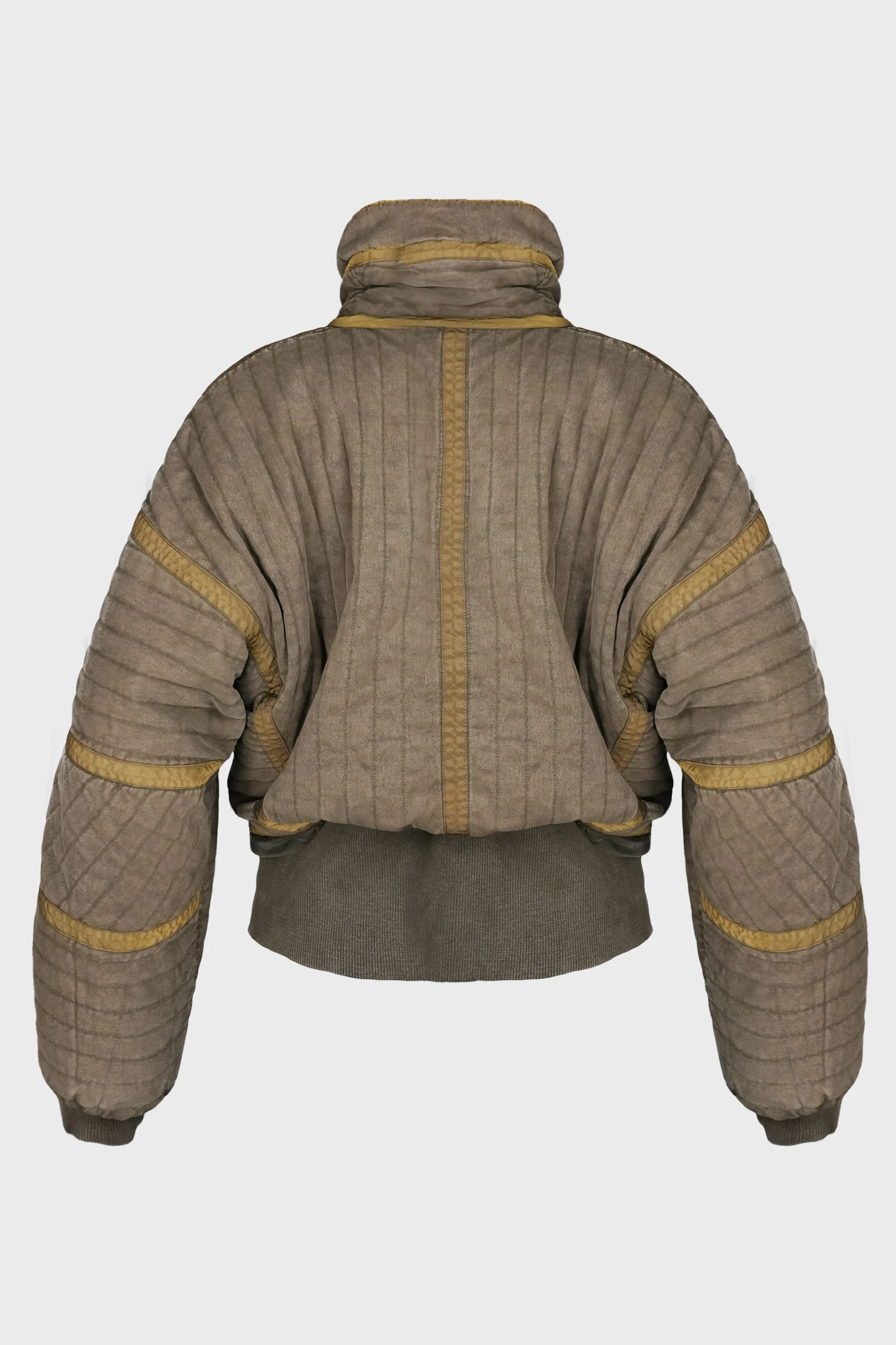 QUILTED BOMBER JACKET ACID BROWN - Image 2
