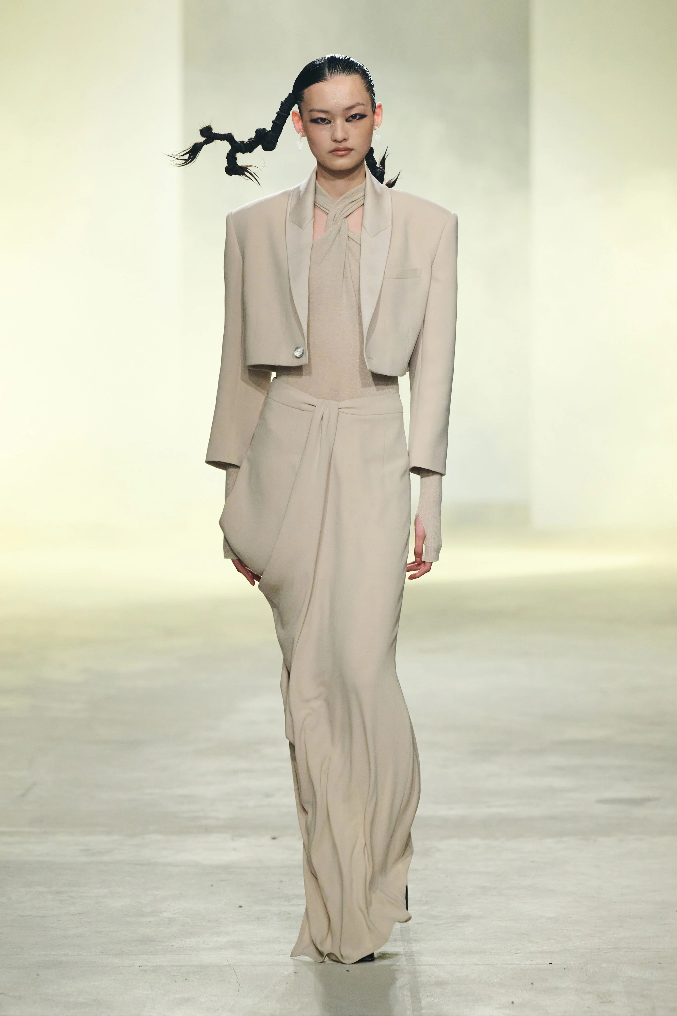 ASYMMETRIC DRAPED SKIRT BONE WHITE - Image 2