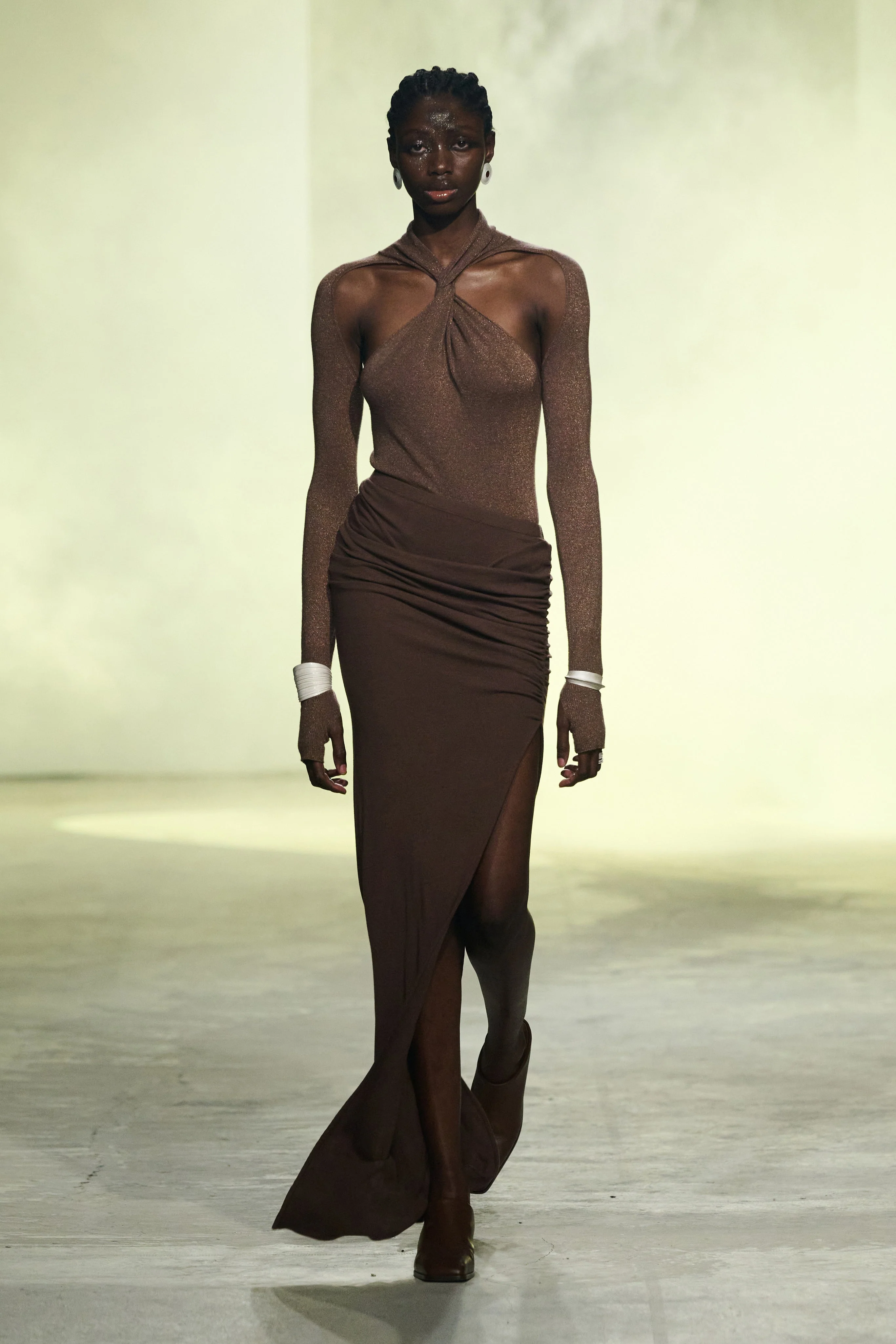 ASYMMETRIC JERSEY SKIRT COFFEE - Image 2