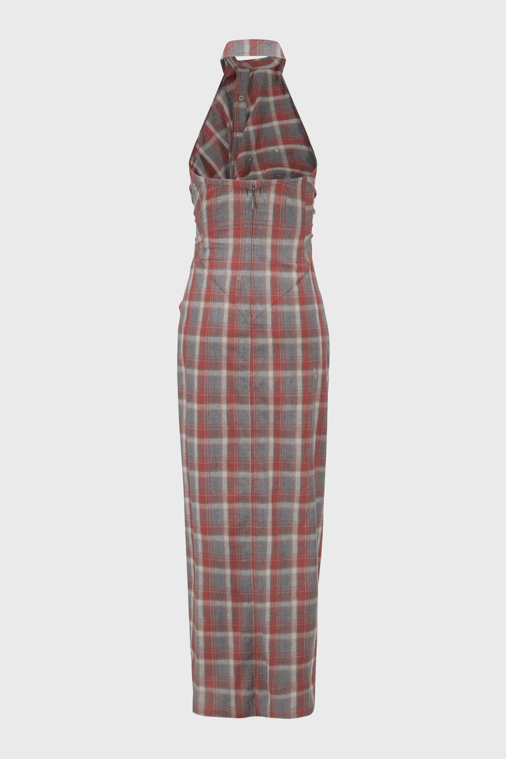 ASYMMETRIC TWISTED CHECKED DRESS - Image 3