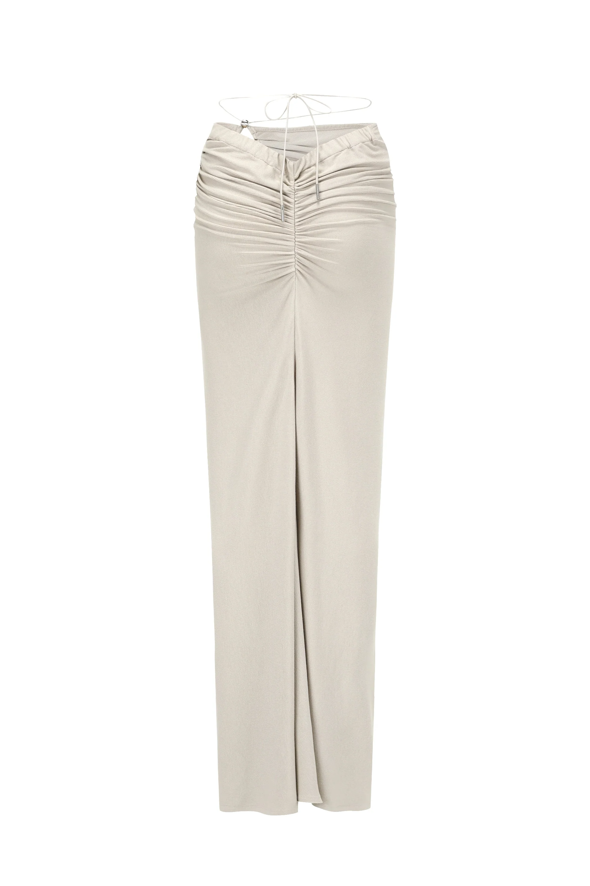 CINCHED TIE-FASTING JERSEY SKIRT GRIEGE - Image 3