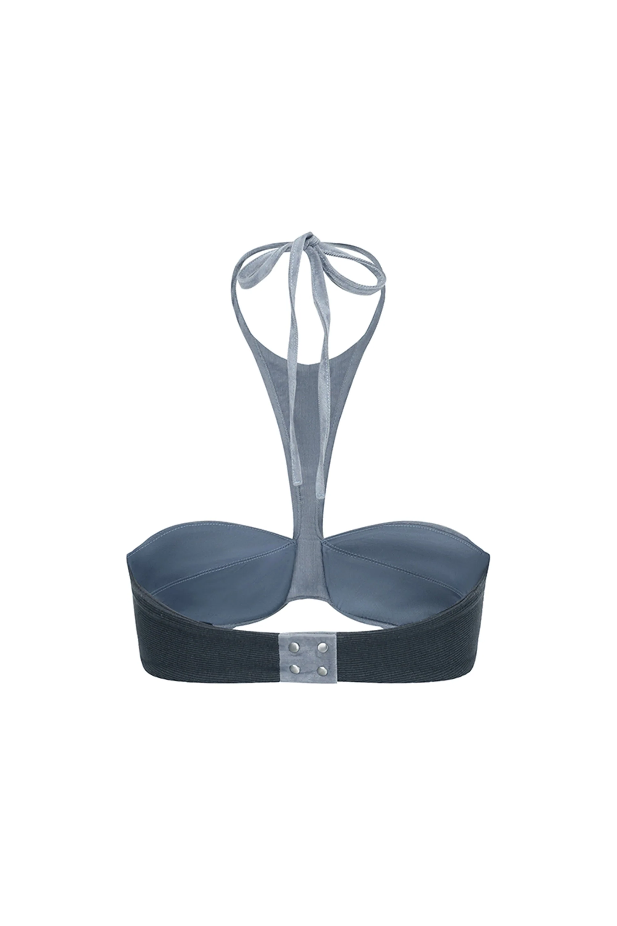 CORDUROY HALTER BRA LIGHT BLUE - Image 3