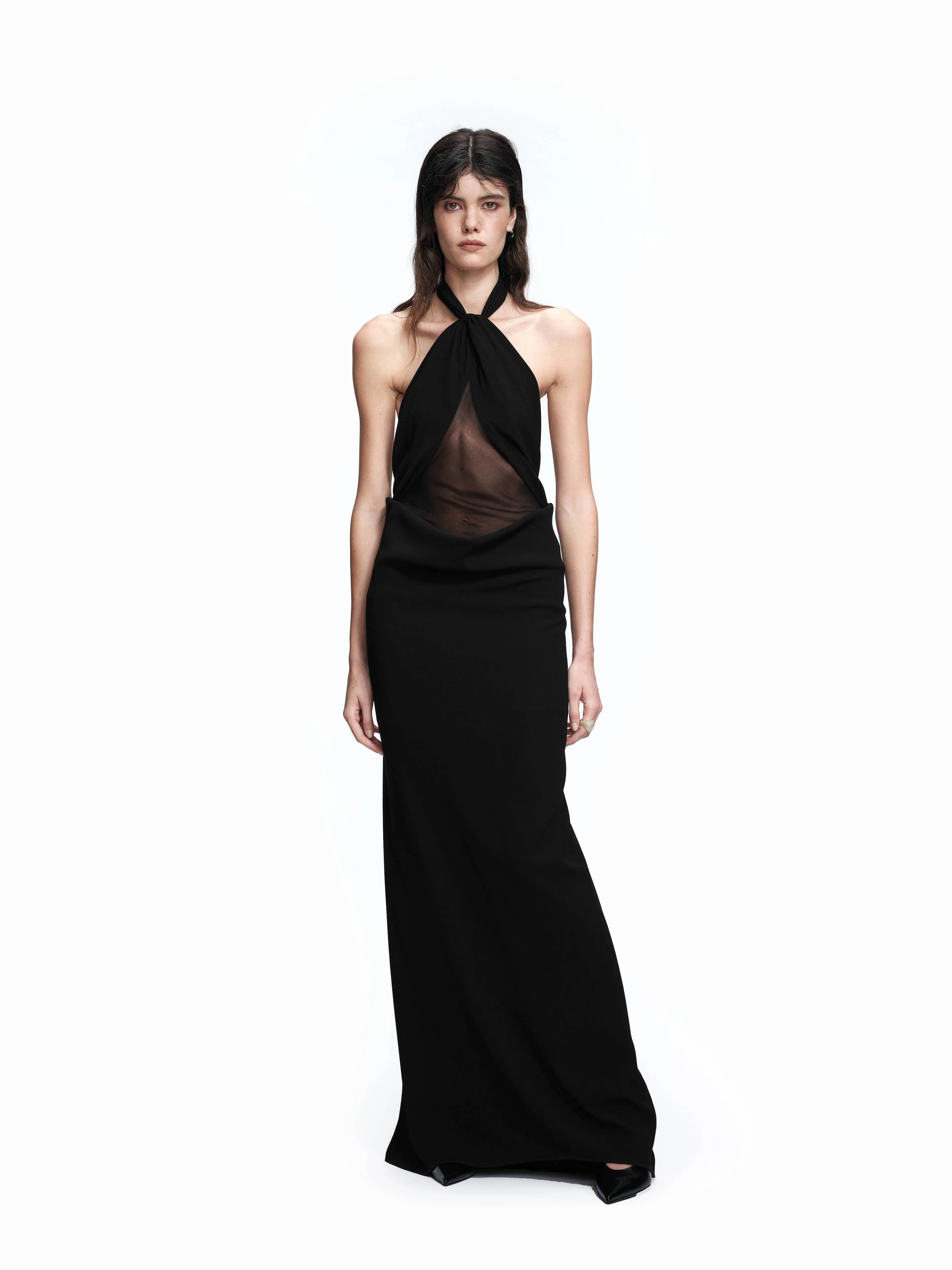 HALTERNECK DRAPED DRESS BLACK - Image 2