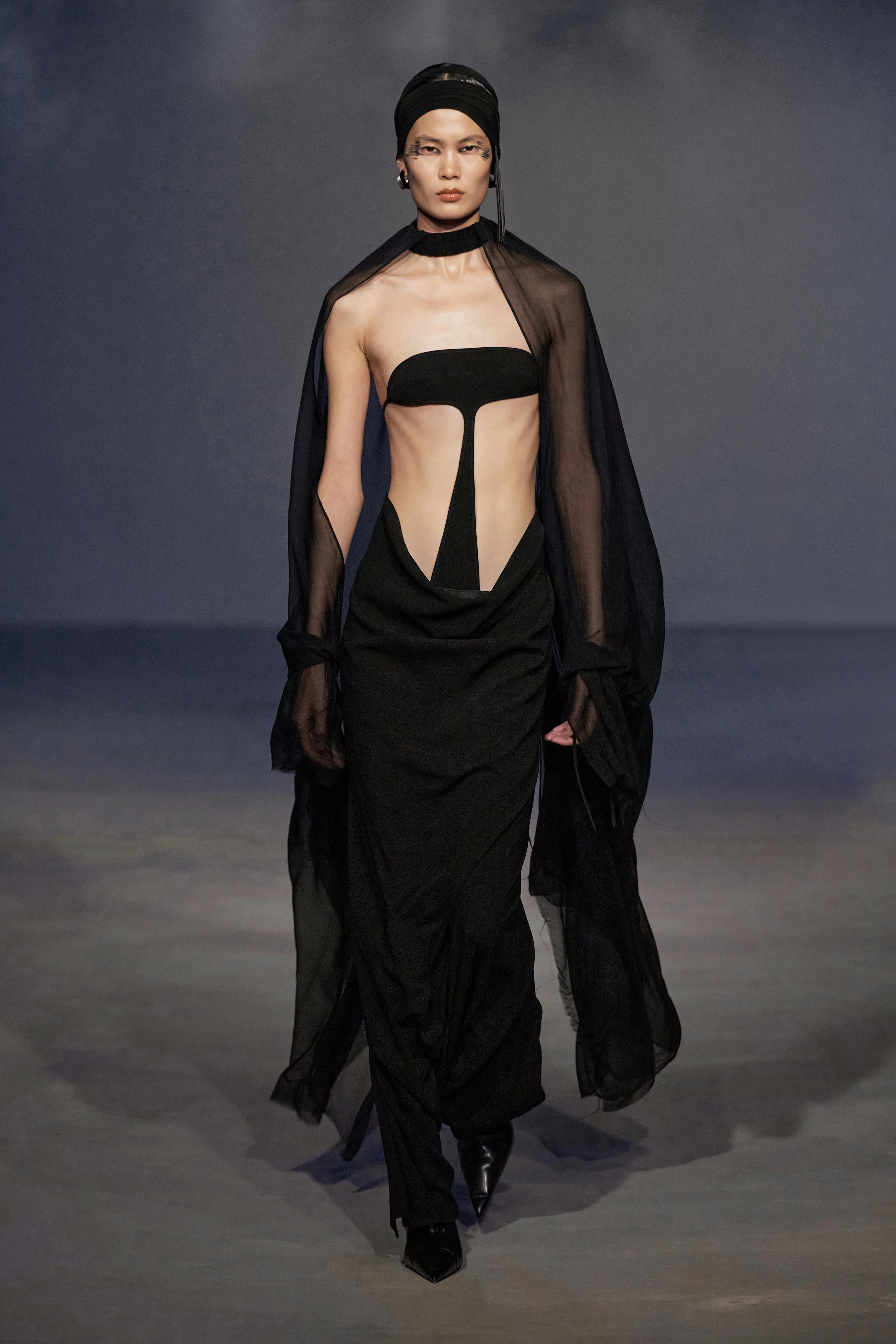 HALTERNECK DRAPED SKIRT BLACK - Image 2