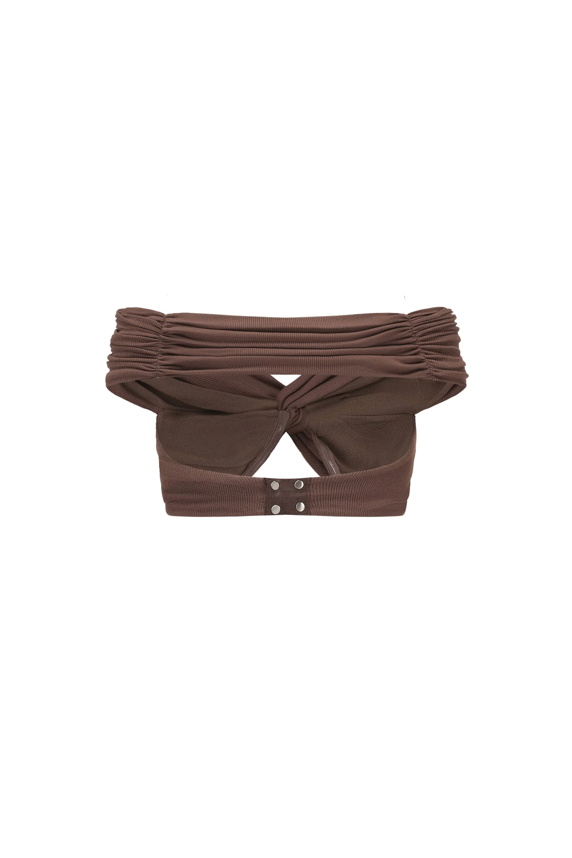 KNOTTED SHOULDER WRAPPED BRA COFFEE - Image 2