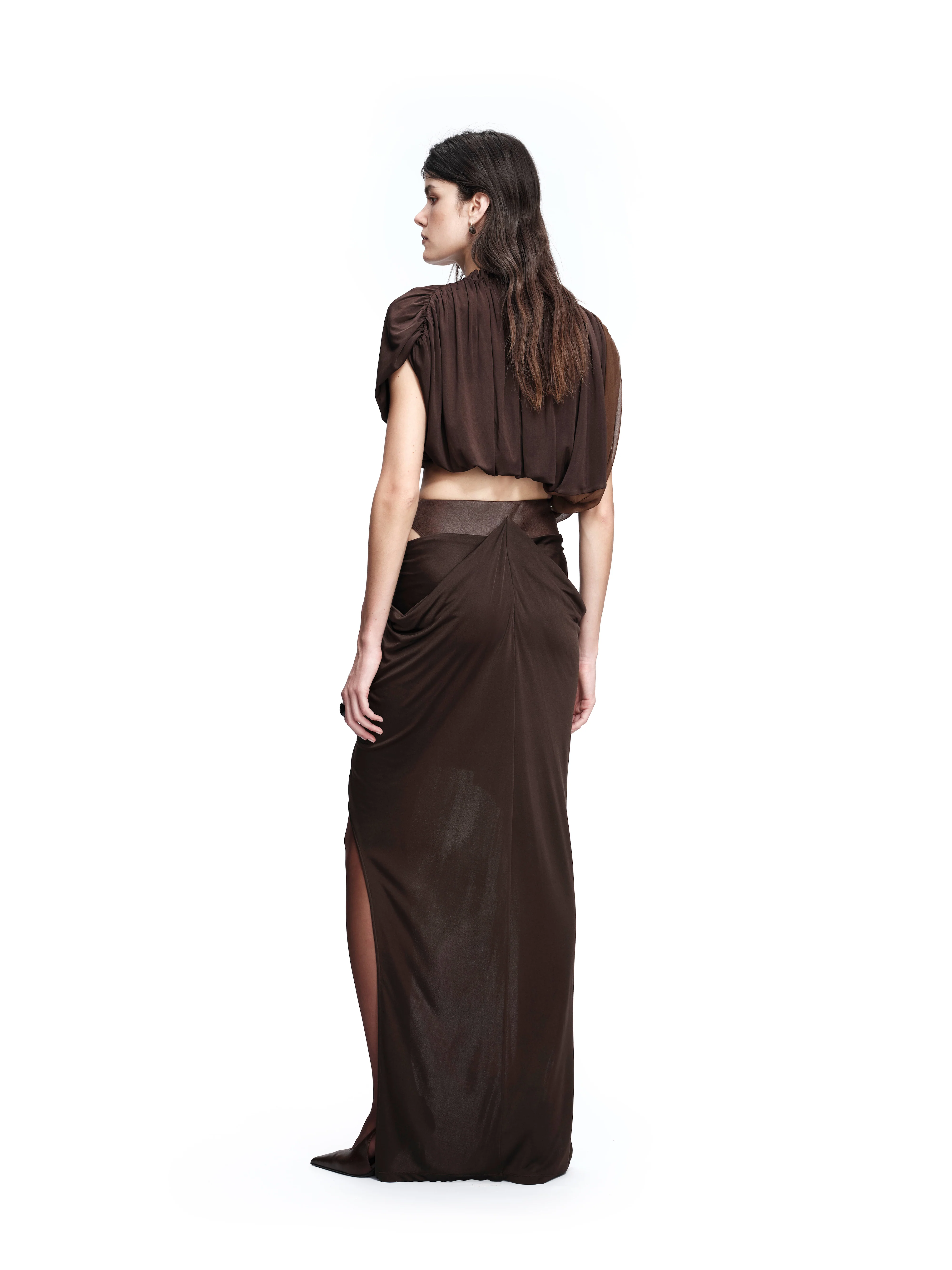 MU LAN MIDI SKIRT COFFEE - Image 4