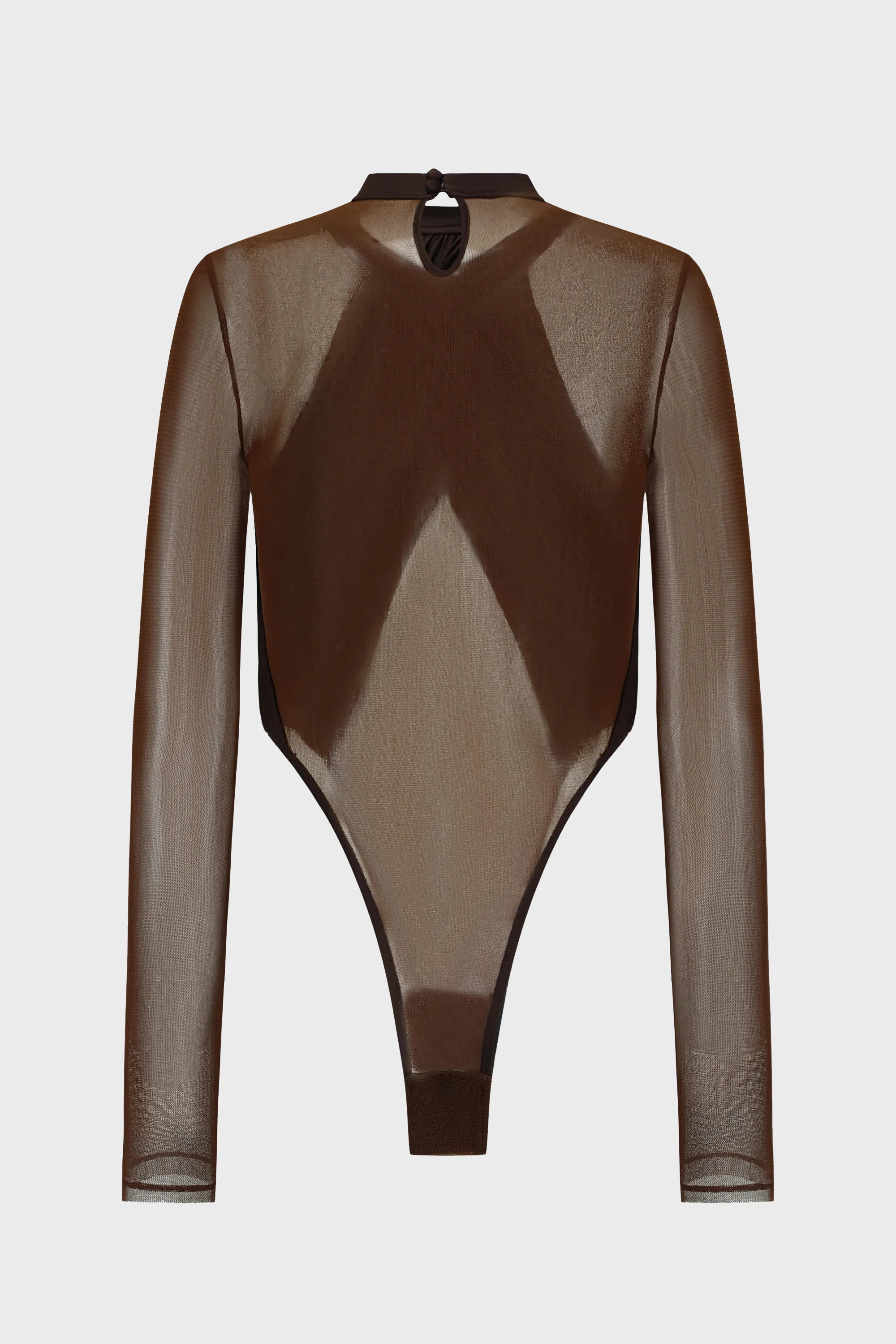 PANELED MESH BODYSUIT COFFEE - Image 3