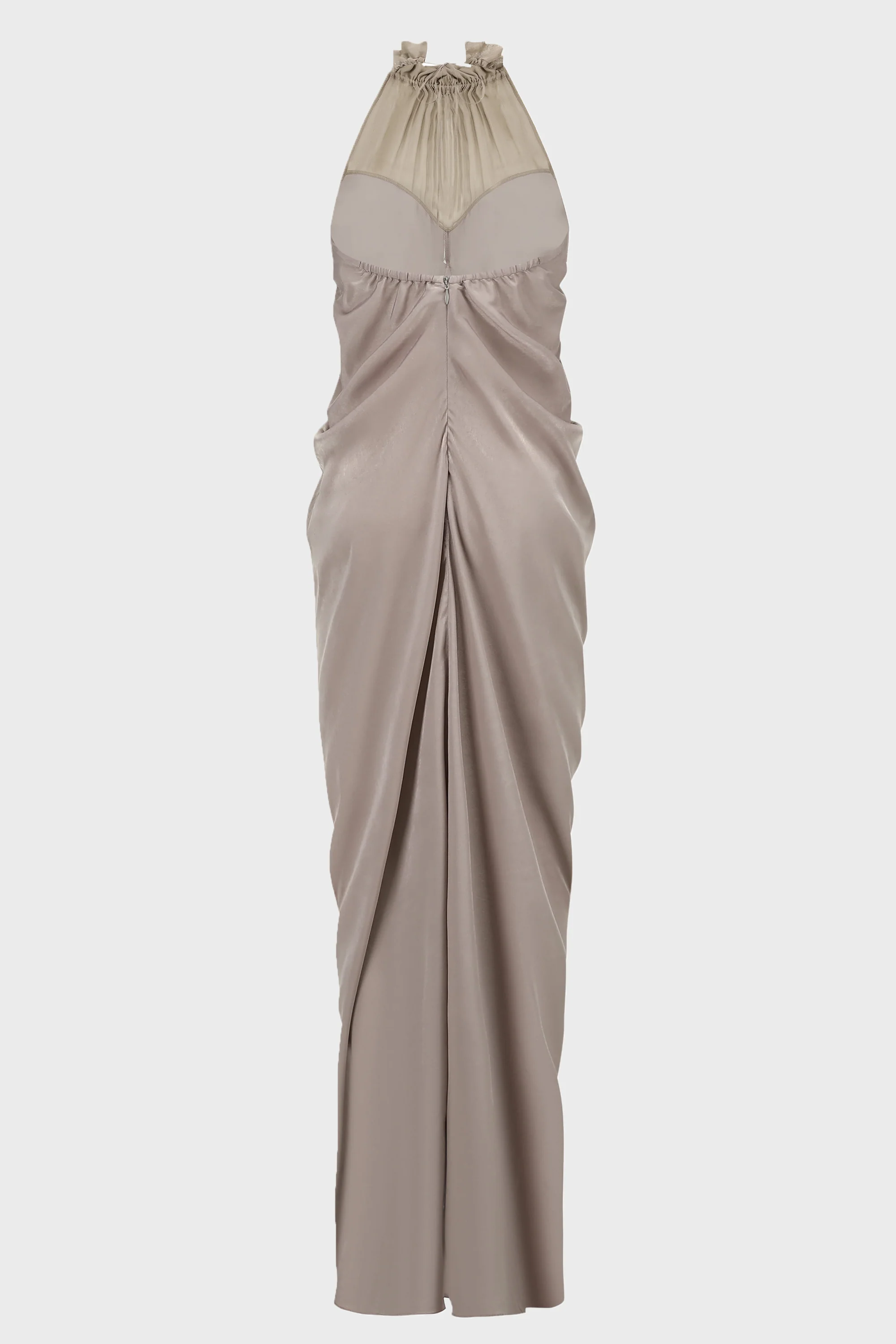 PANELED SILK DRAPED DRESS GREY - Image 2