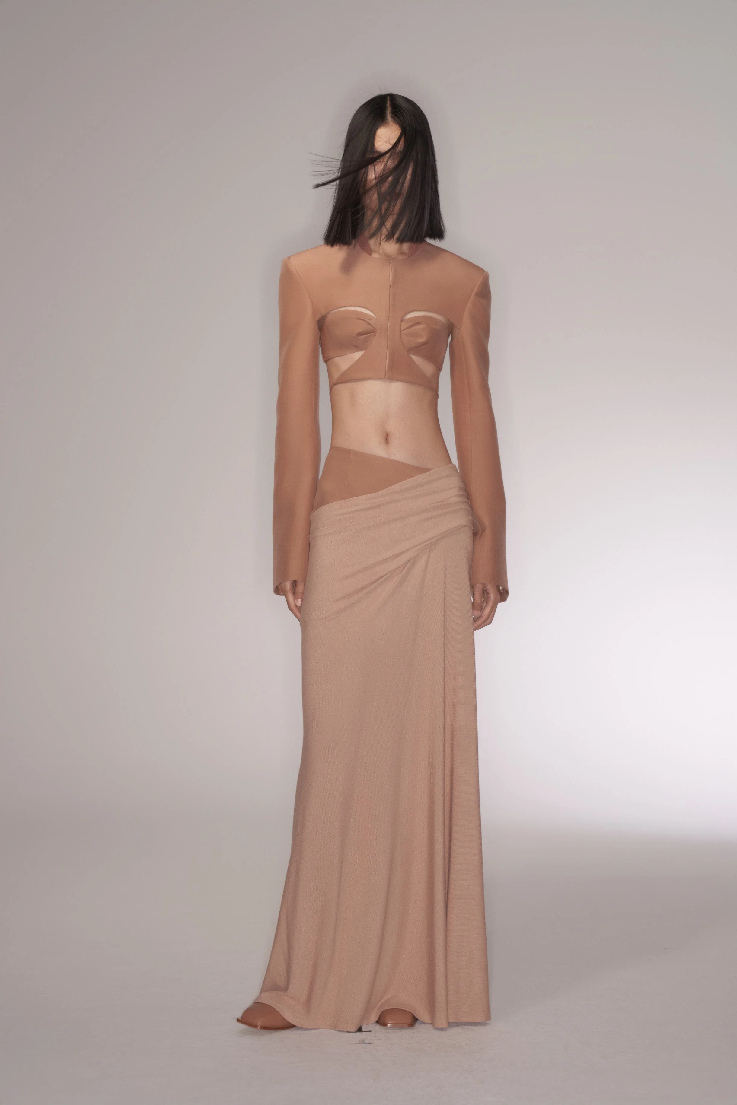 SILK WOOL PANELLED BRA SHELL PINK - Image 2