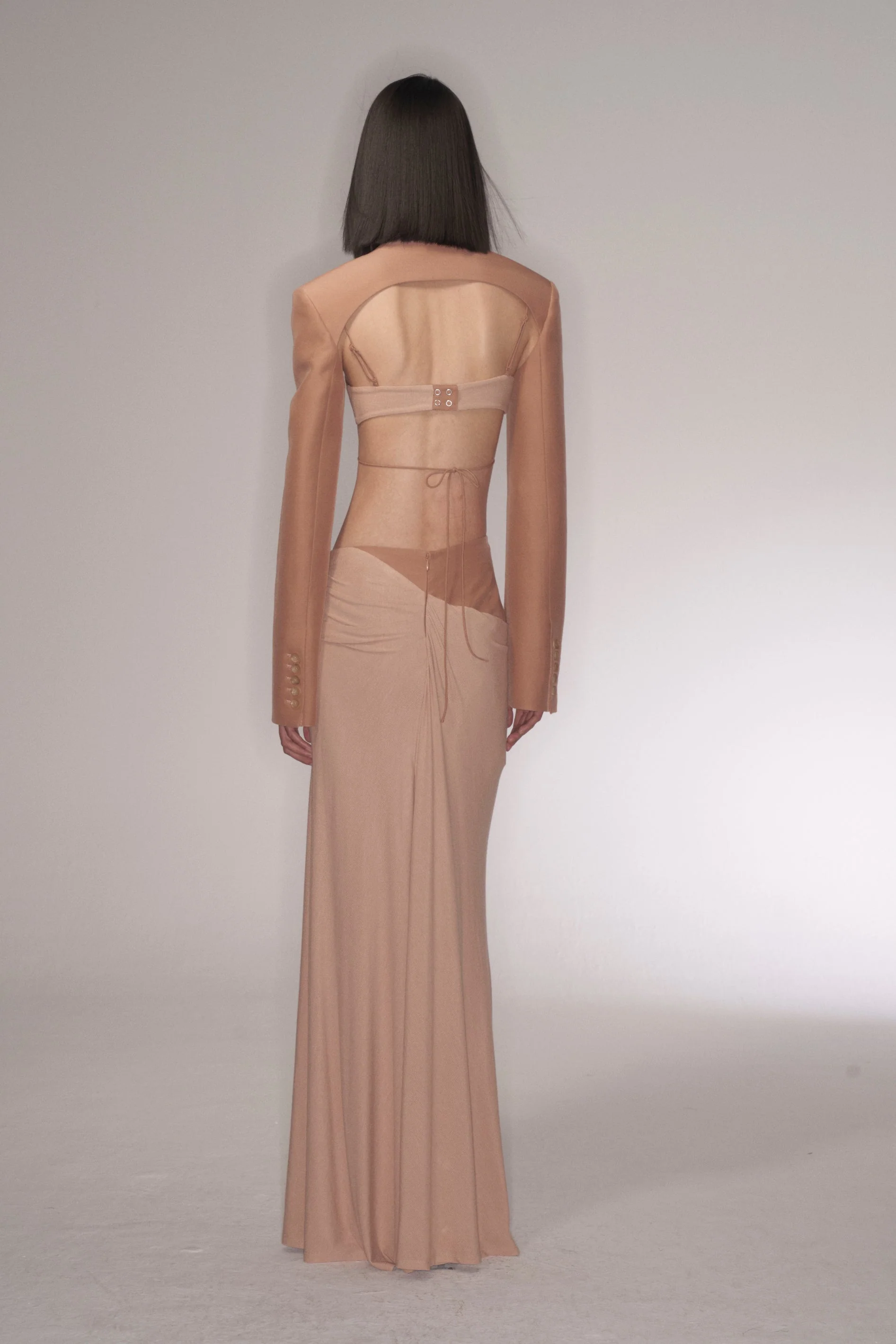 SILK WOOL PANELLED BRA SHELL PINK - Image 4