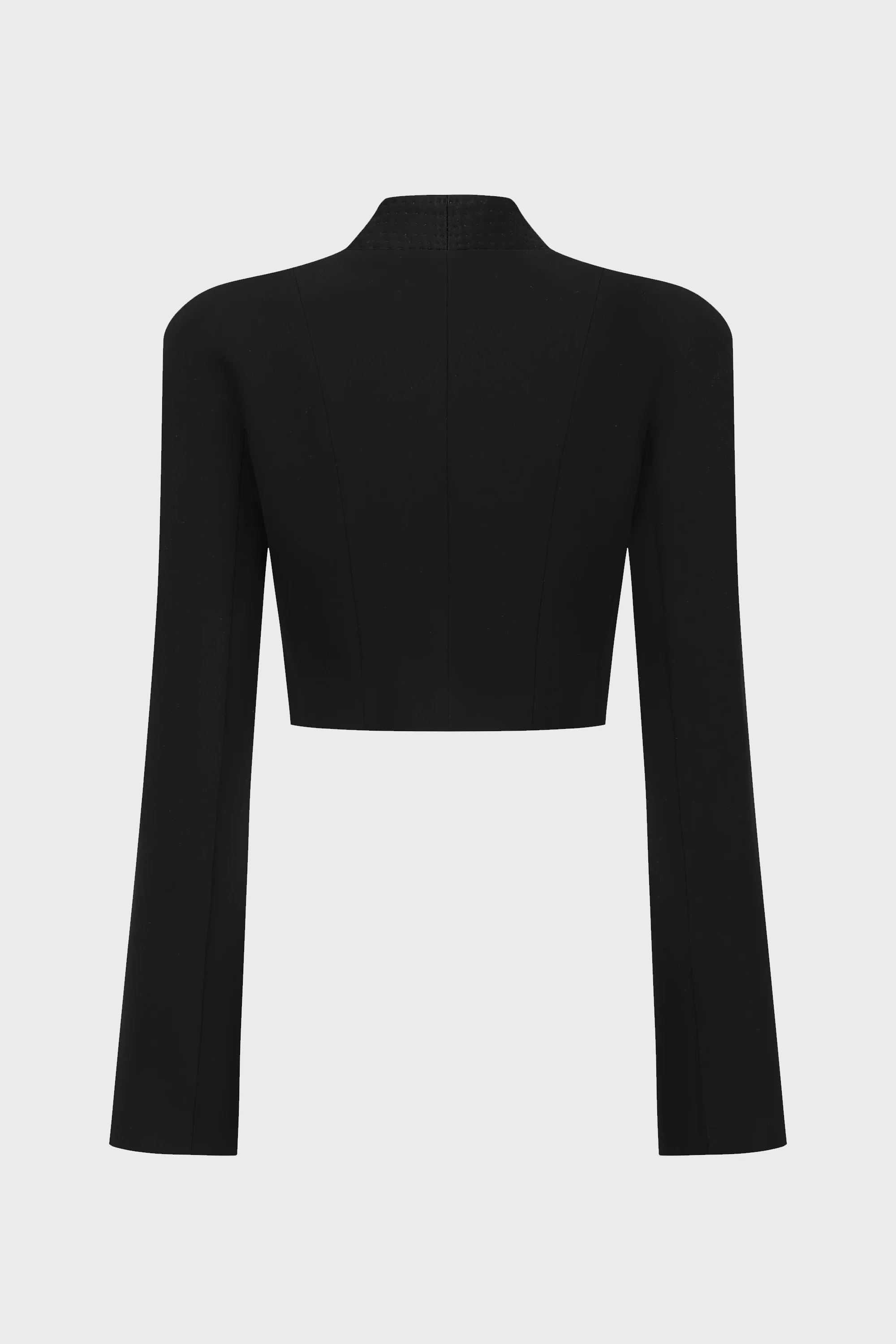 TAILORED ROUND-SHOULDER CROPPED BLAZER BLACK - Image 3
