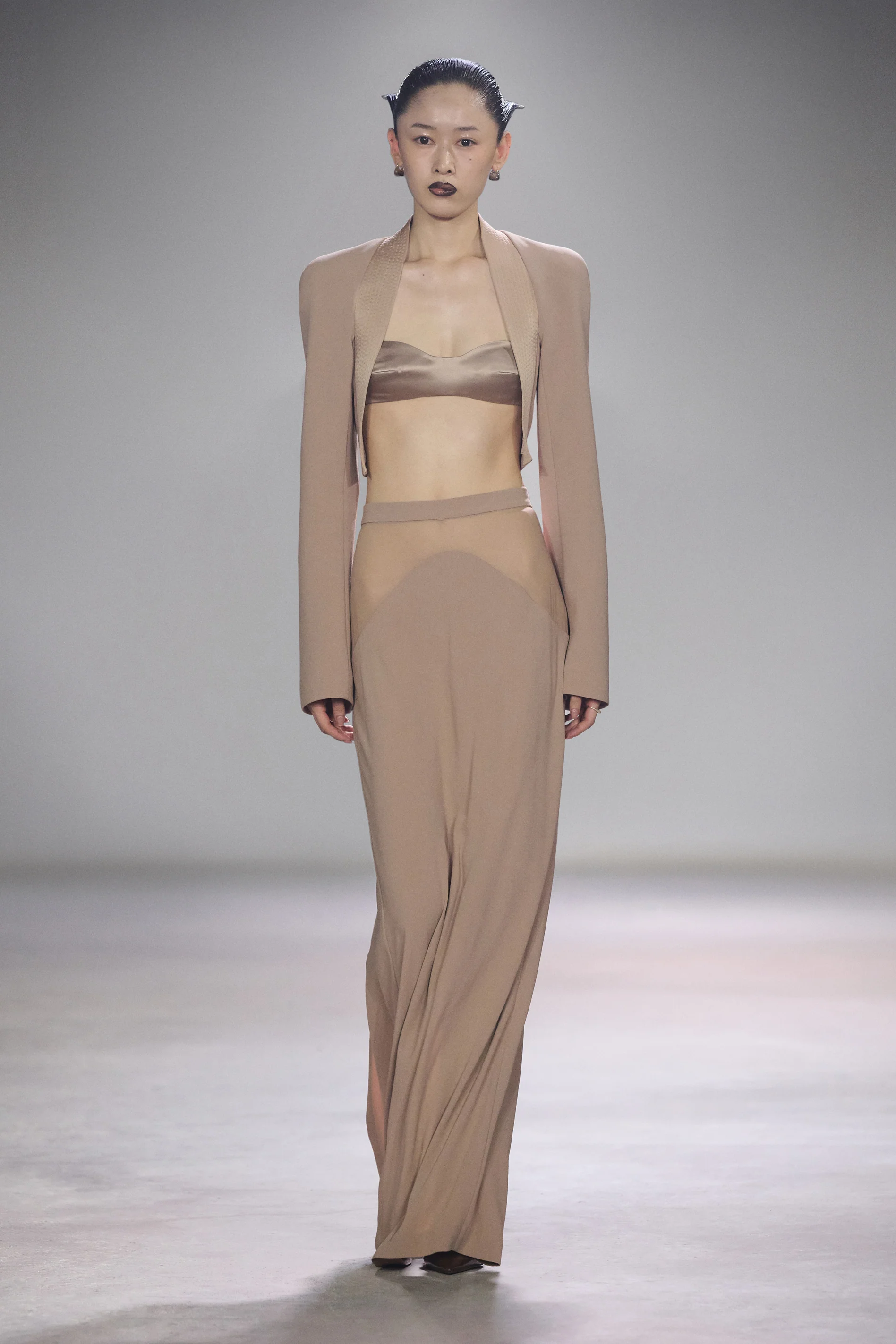 TAILORED ROUND-SHOULDER CROPPED BLAZER PINK MIST - Image 2