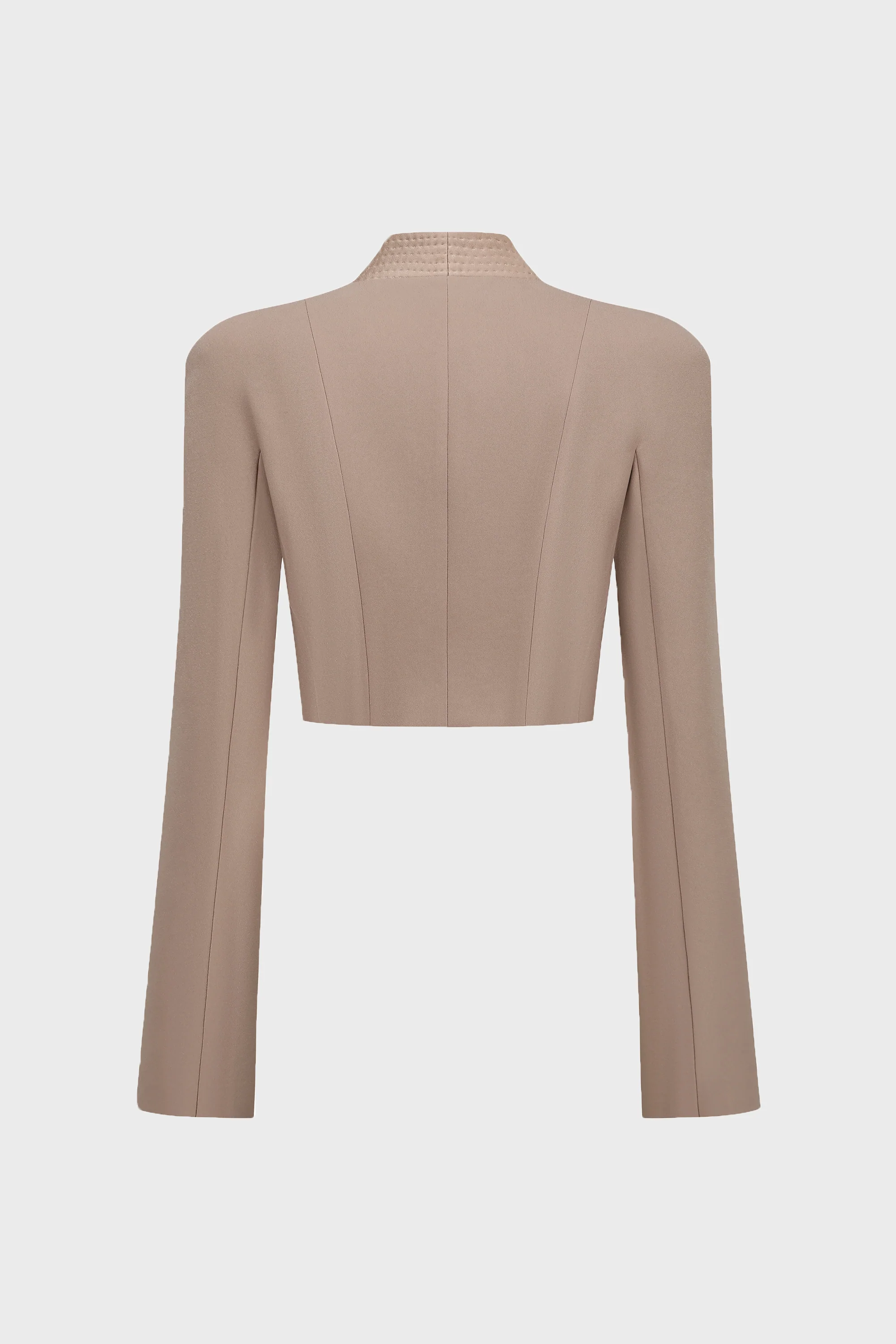 TAILORED ROUND-SHOULDER CROPPED BLAZER PINK MIST - Image 3