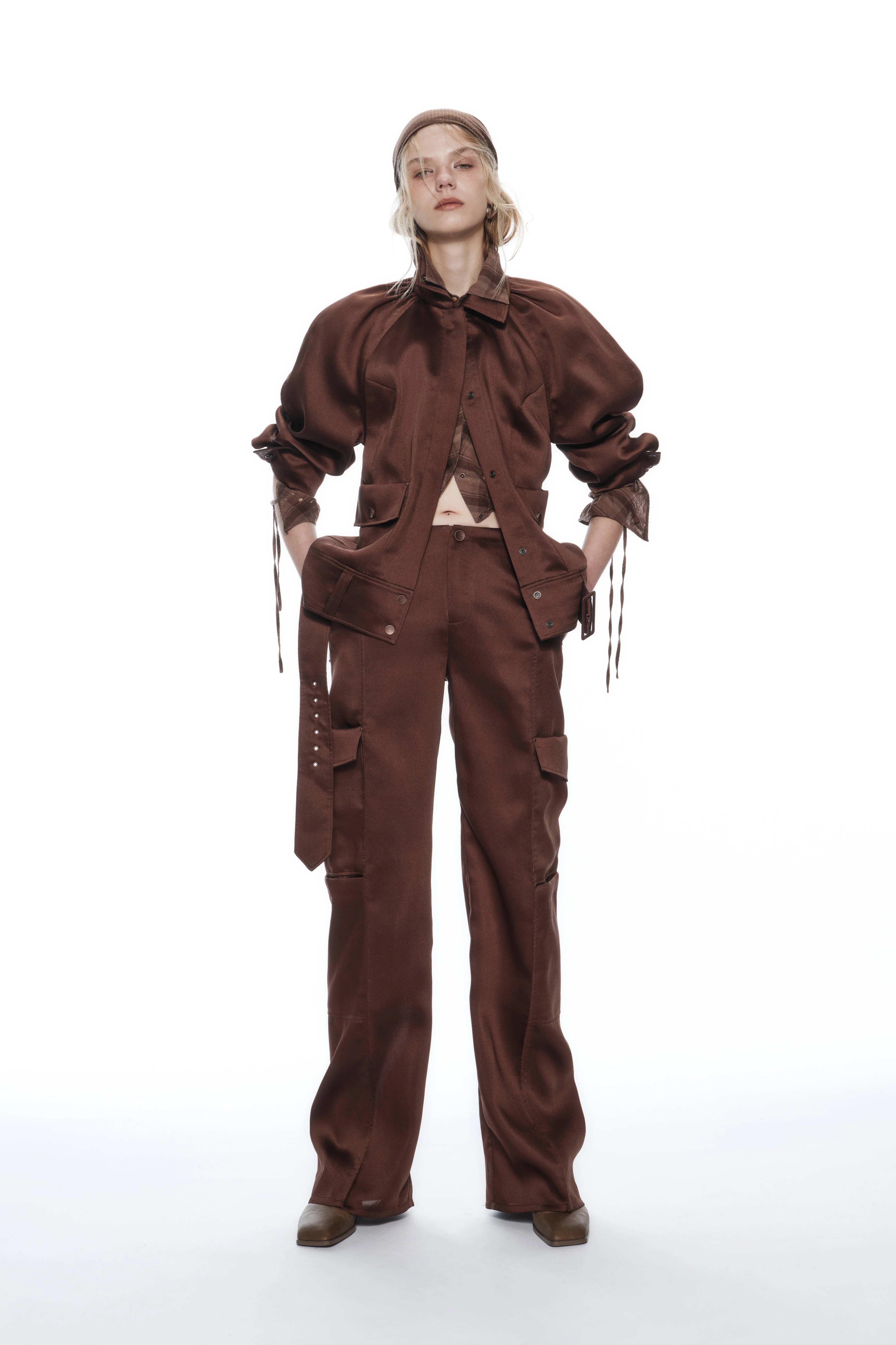 TAILORED STRAIGHTLEG CARGO PANTS REDDISH BROWN - Image 2