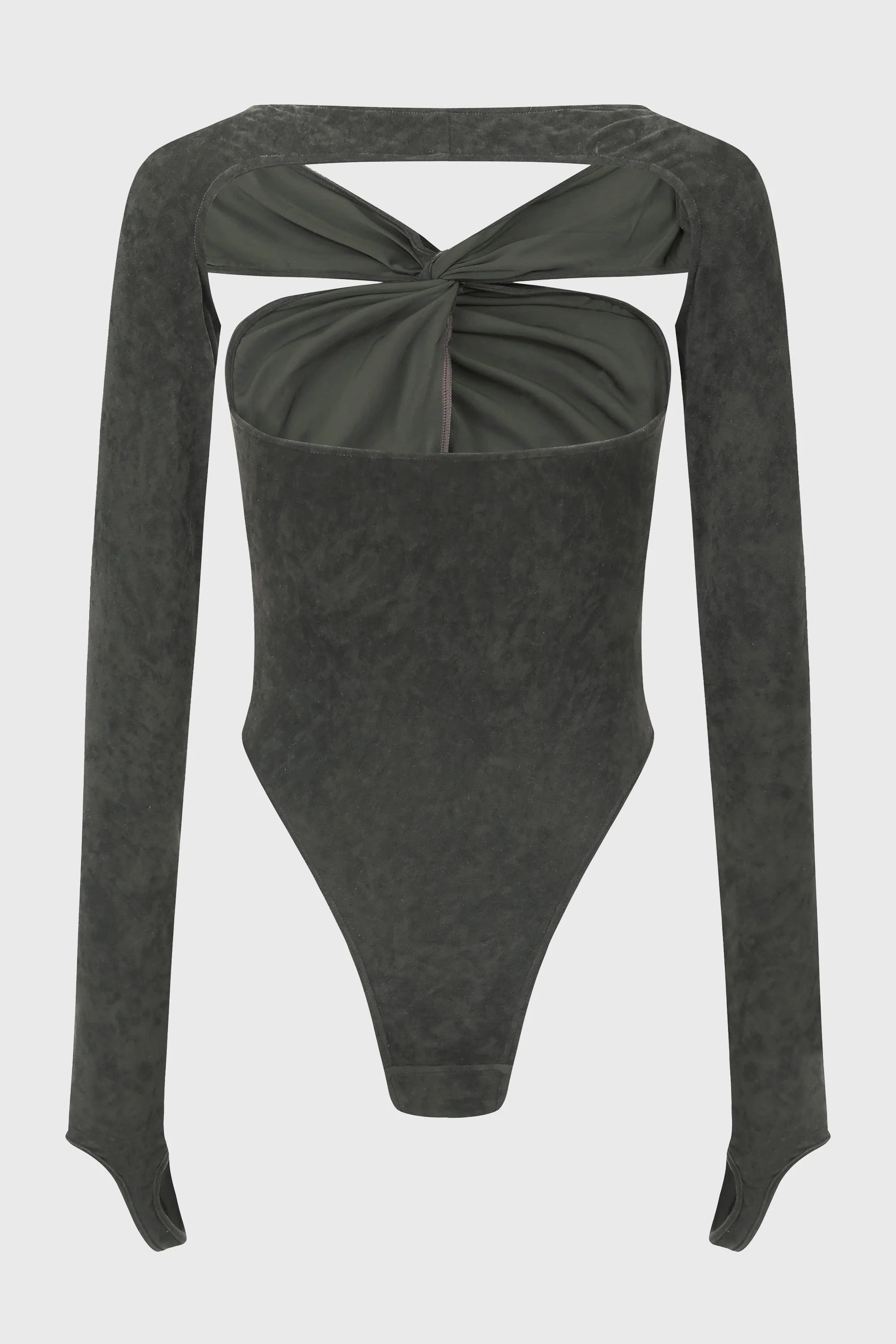 TWIST-KNOTTED STRETCH VELVET BODYSUIT - Image 2