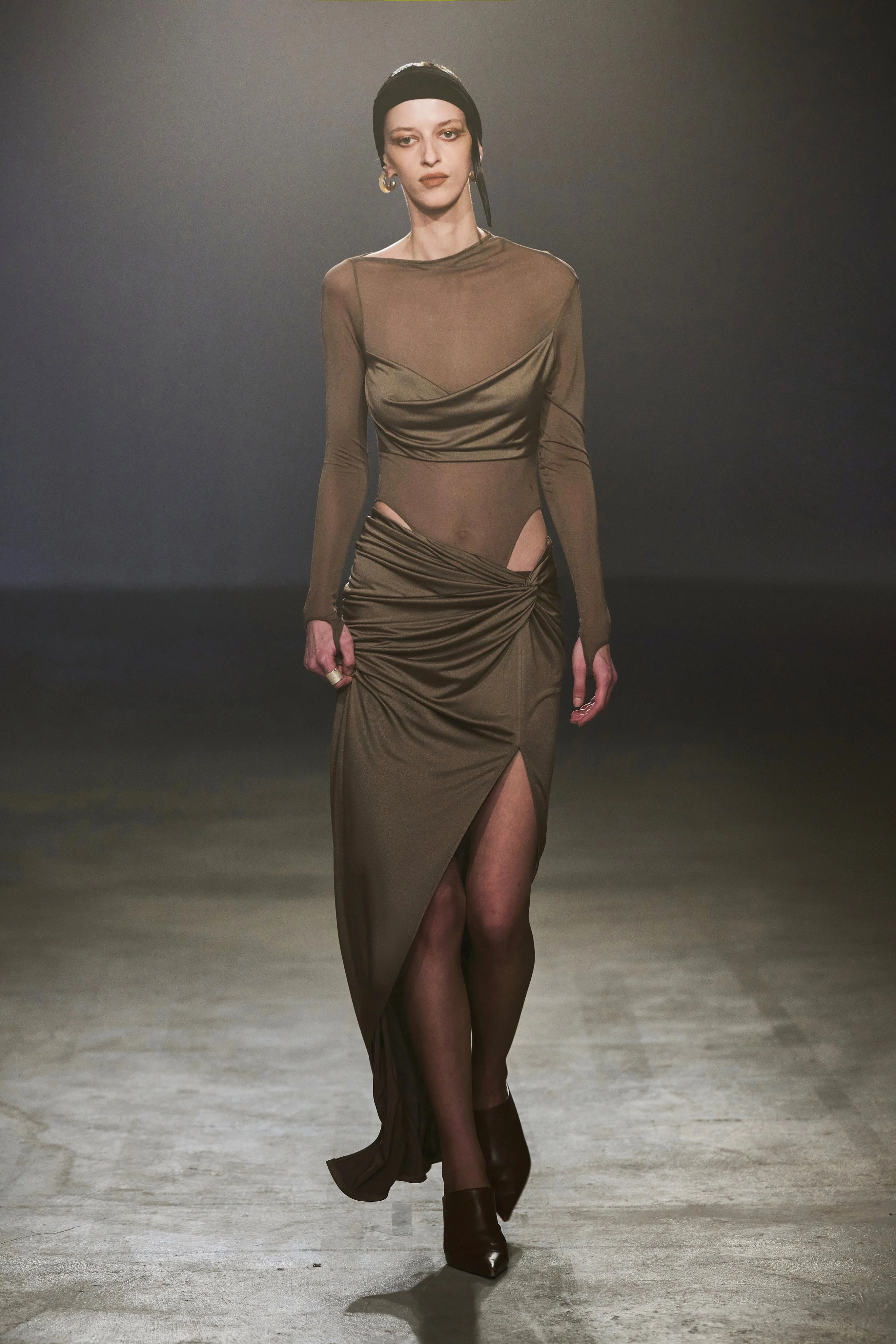 TWISTED DRAPED SKIRT MIST GREY - Image 2