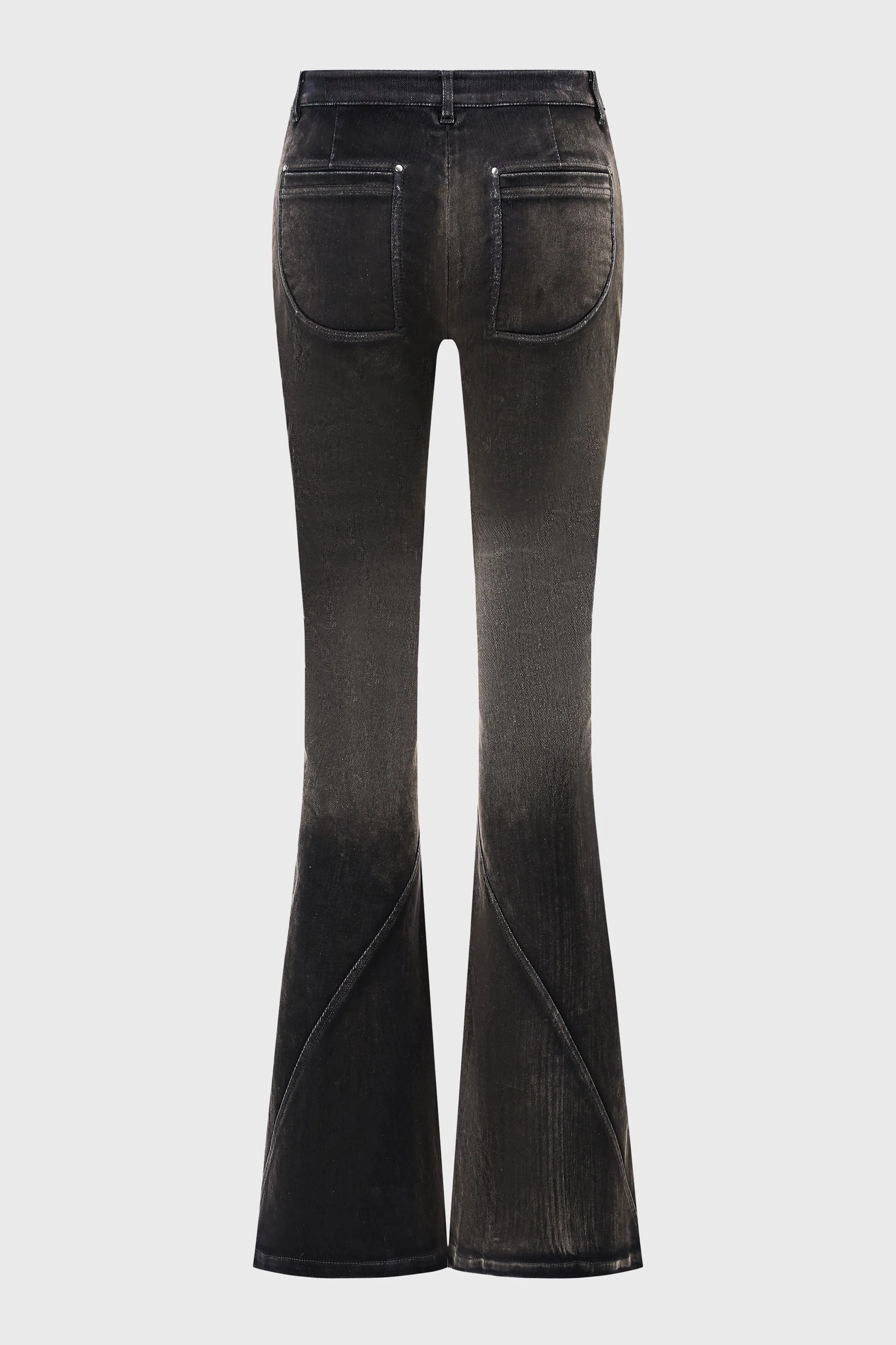 WASHED FLOCKED FLARED JEANS DARK BLUE - Image 3
