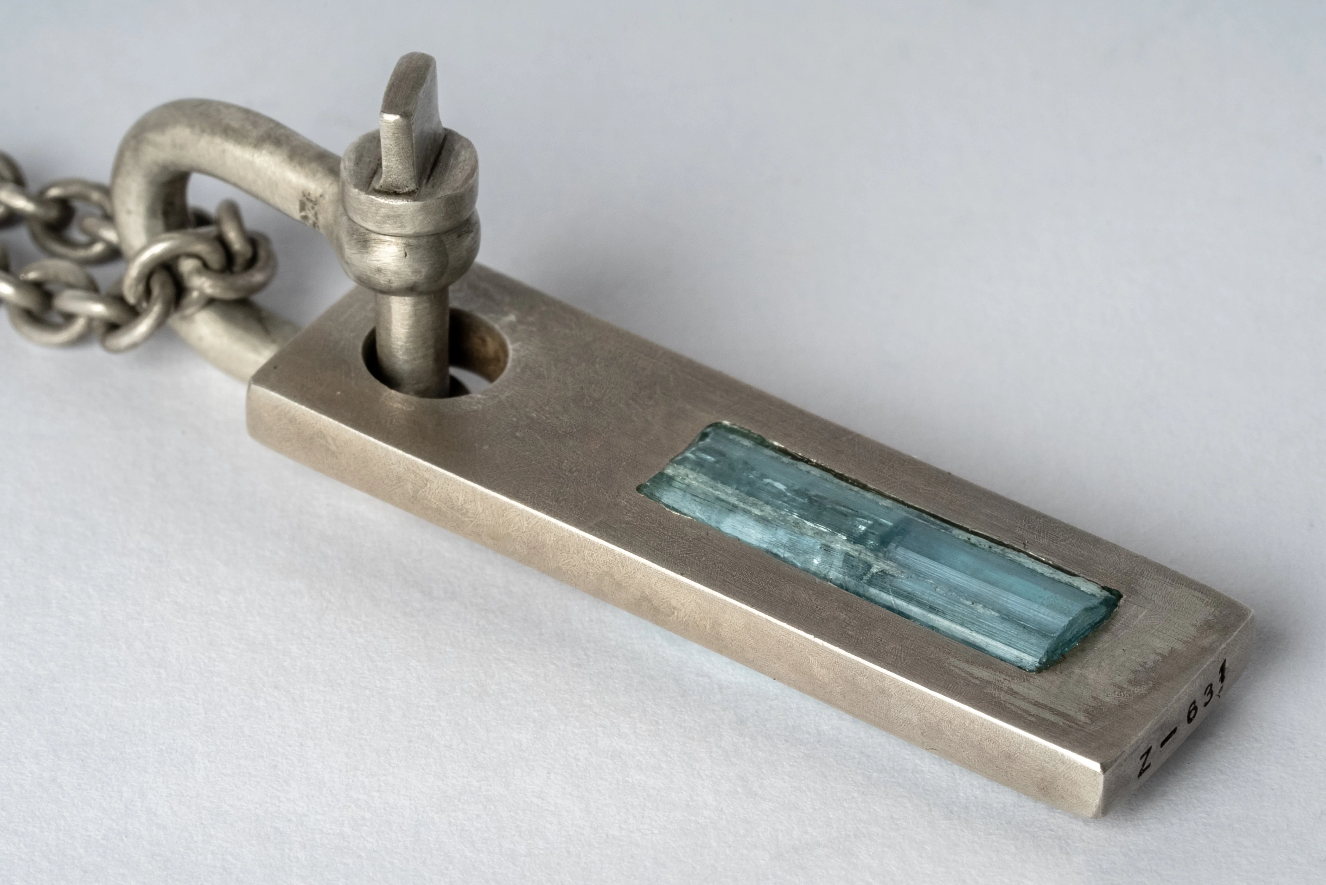 Plate Necklace (50cm, U-Bolt Var., Adaptation, Aquamarine, DA+AQU) - Image 2