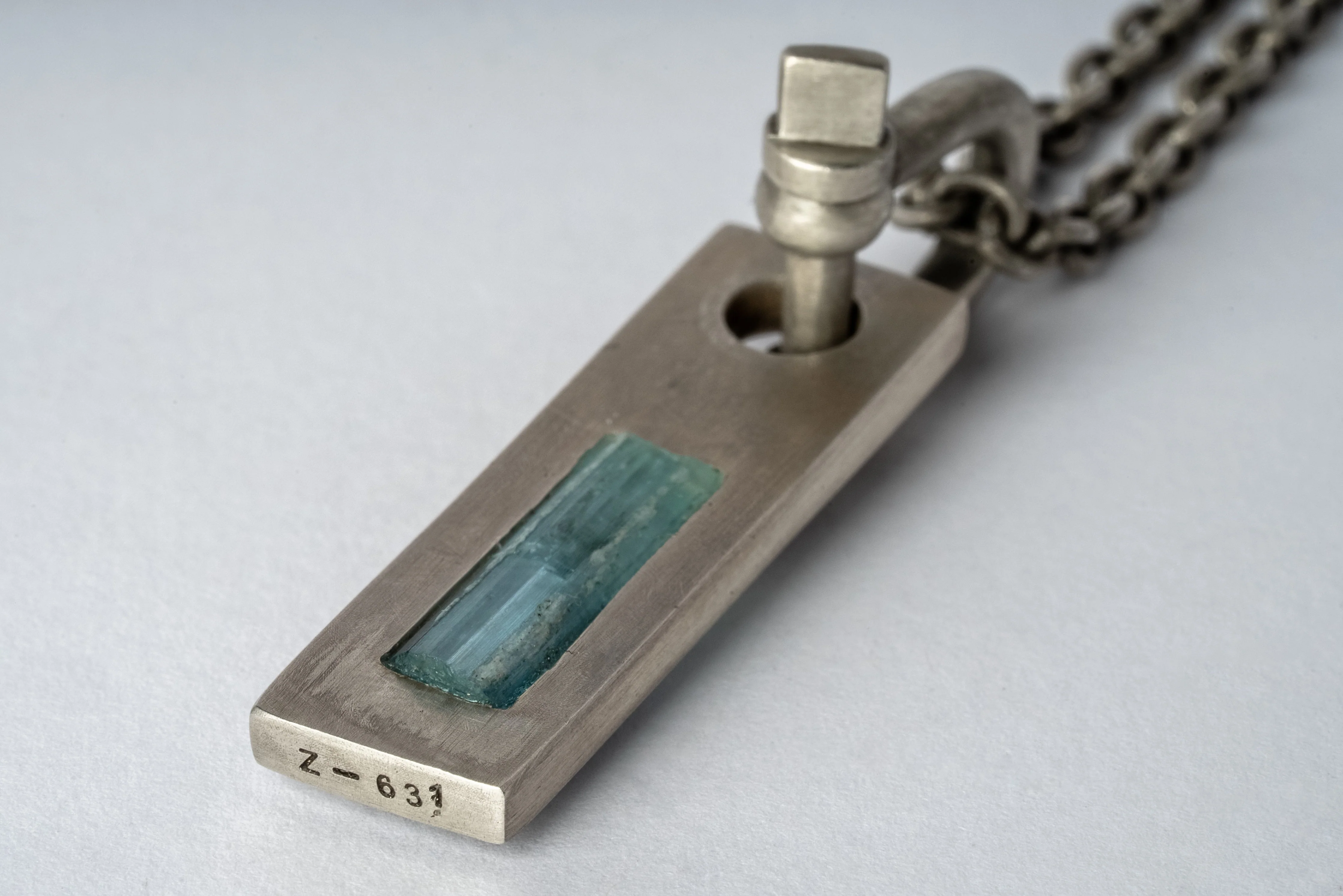 Plate Necklace (50cm, U-Bolt Var., Adaptation, Aquamarine, DA+AQU) - Image 3
