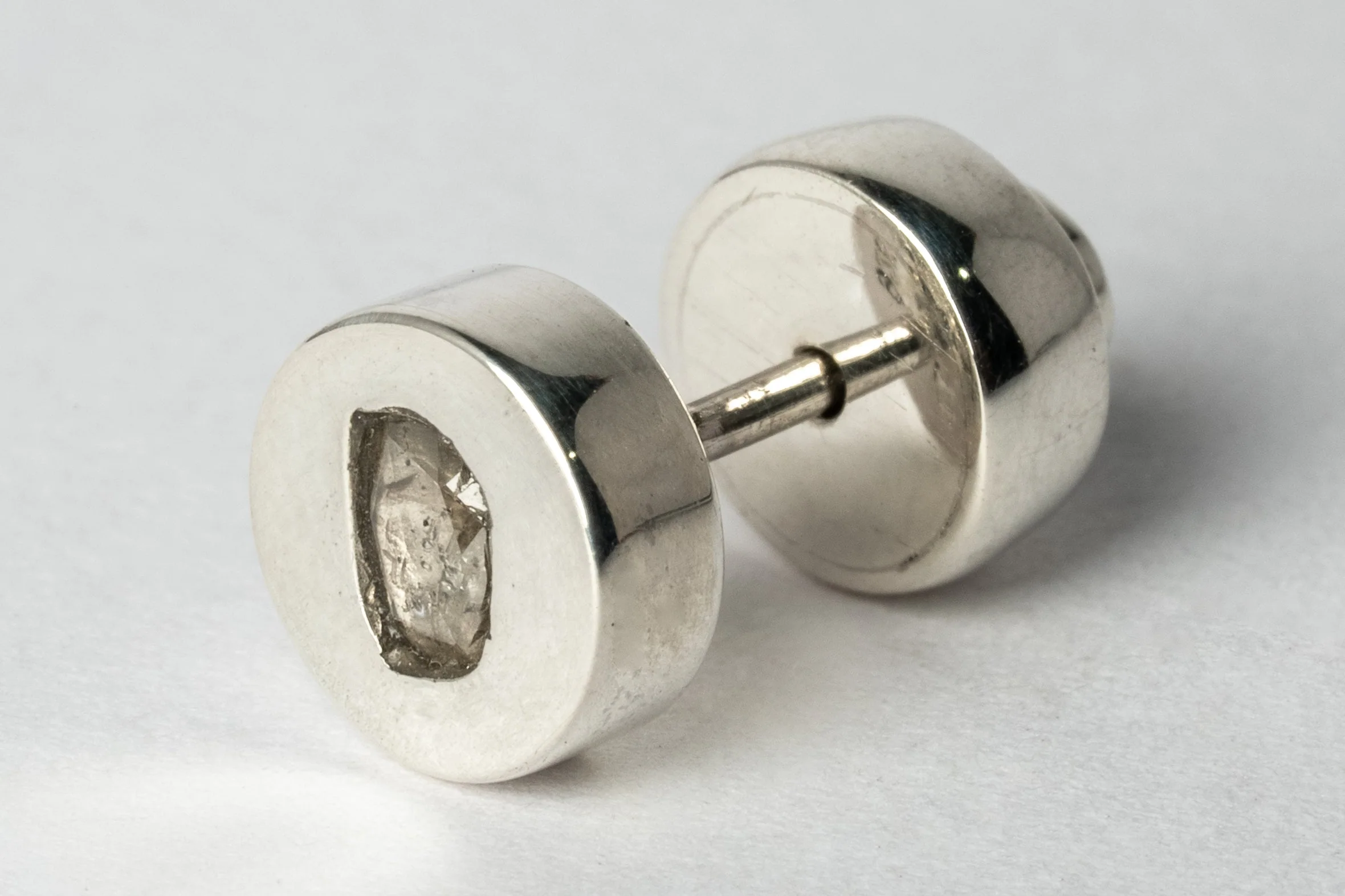 Stud Earring (0.2 CT, Tiny Faceted Diamond Slab, PA+FCDIA) - Image 3