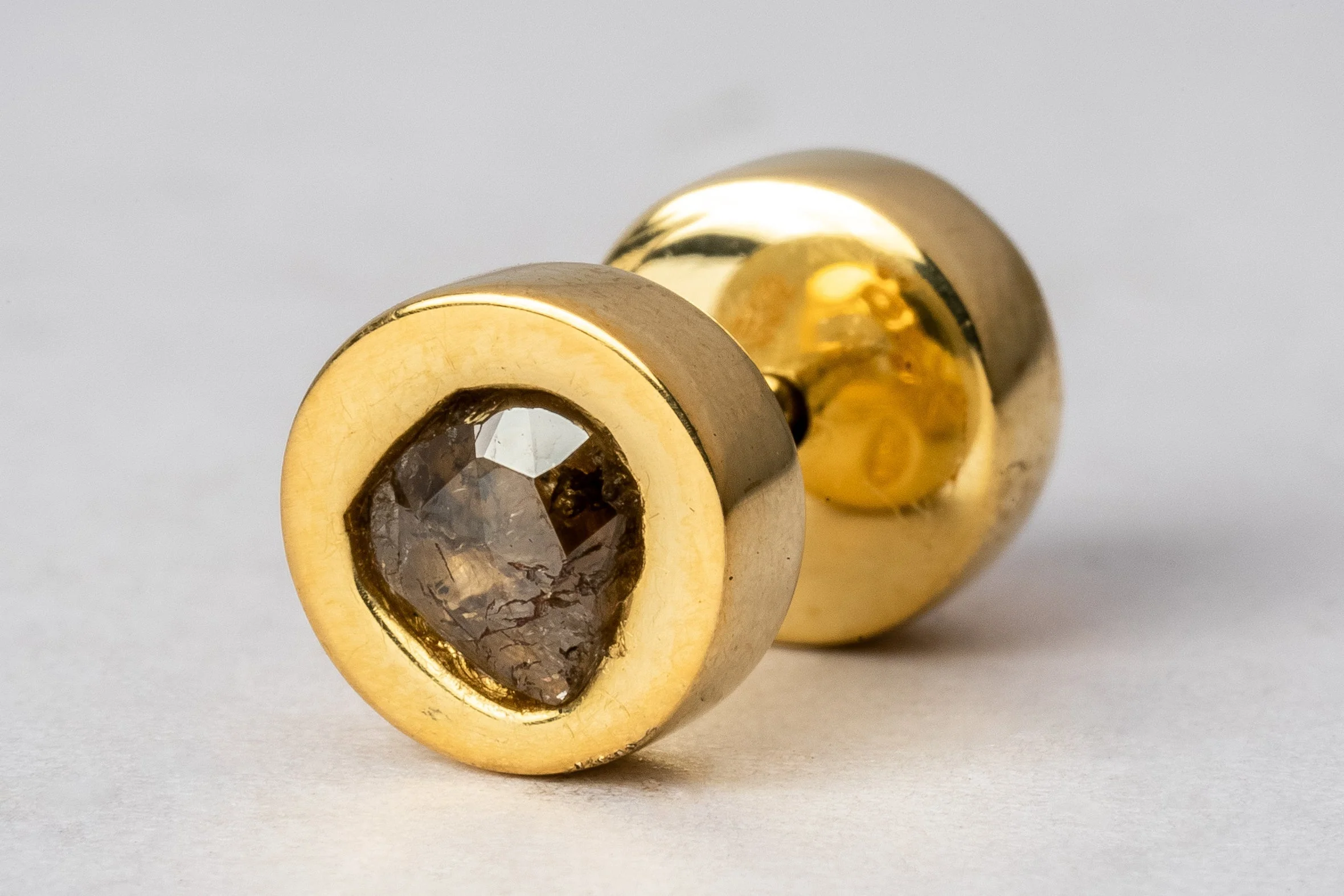 Stud Earring (0.2 CT, Tiny Faceted Diamond Slab, YGA+FCDIA) - Image 3