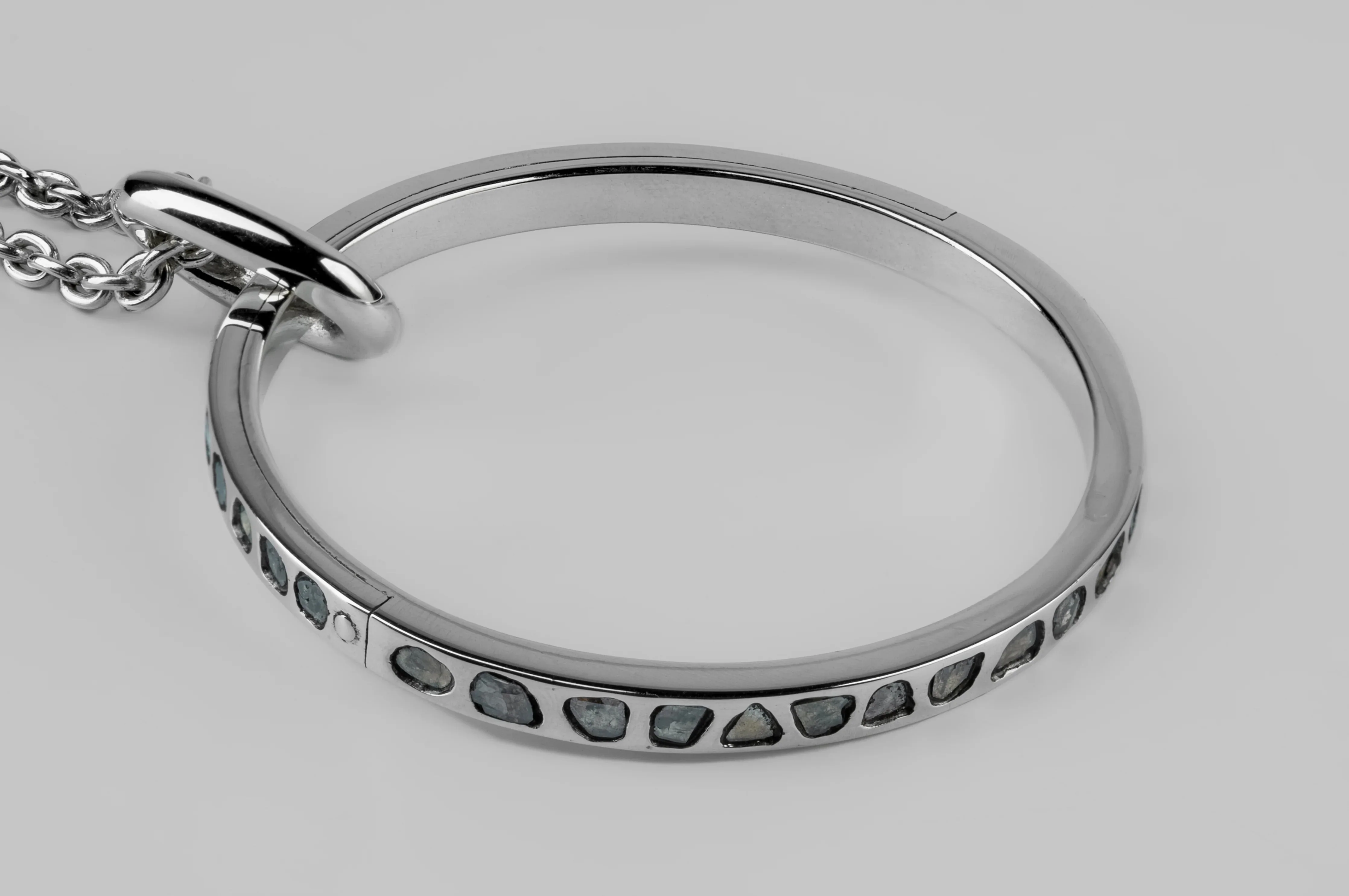 Portal Necklace v3 (Medium, Full Mega Pavé, Blue Diamond Slabs, PA+BDIA) - Image 2