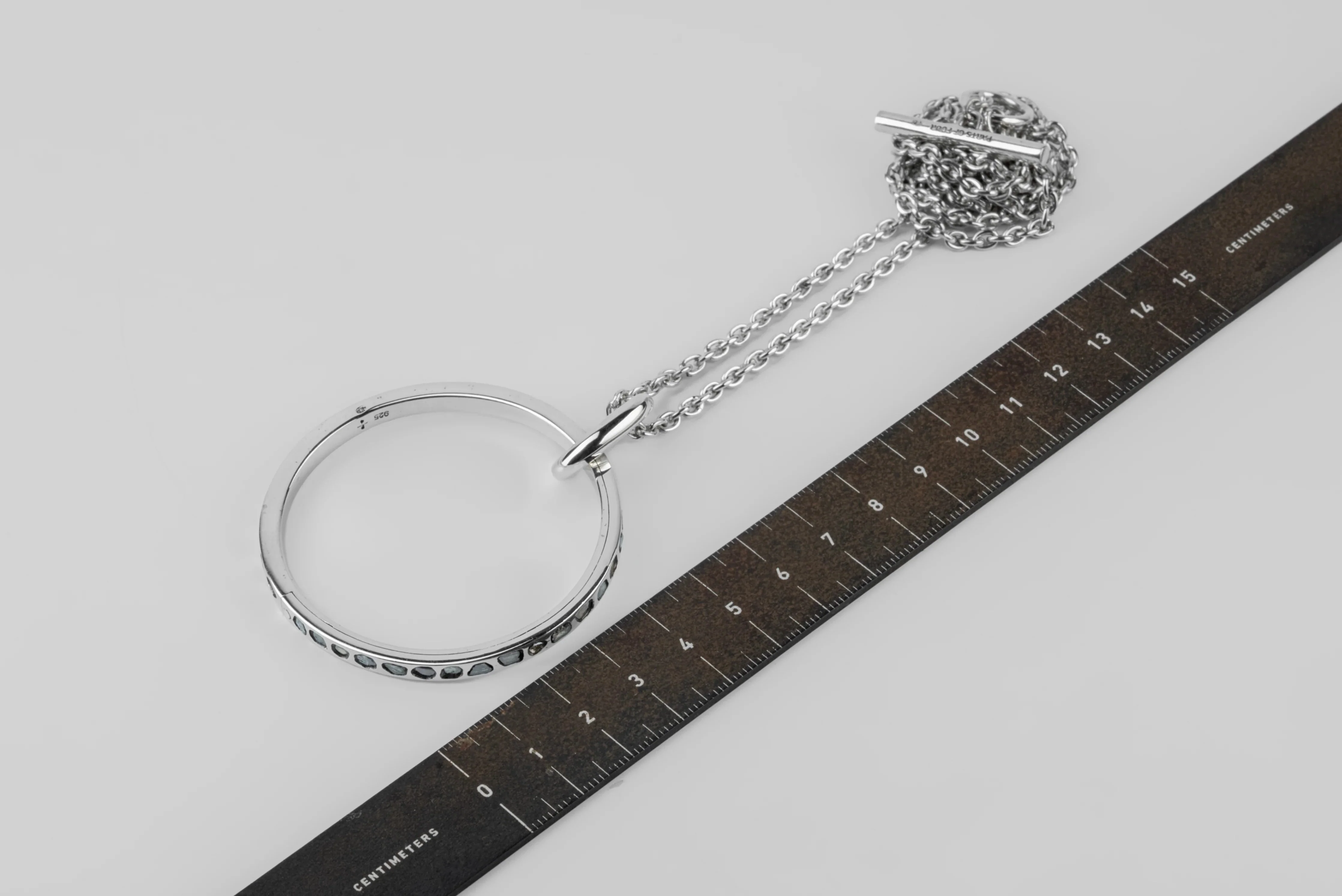 Portal Necklace v3 (Medium, Full Mega Pavé, Blue Diamond Slabs, PA+BDIA) - Image 4
