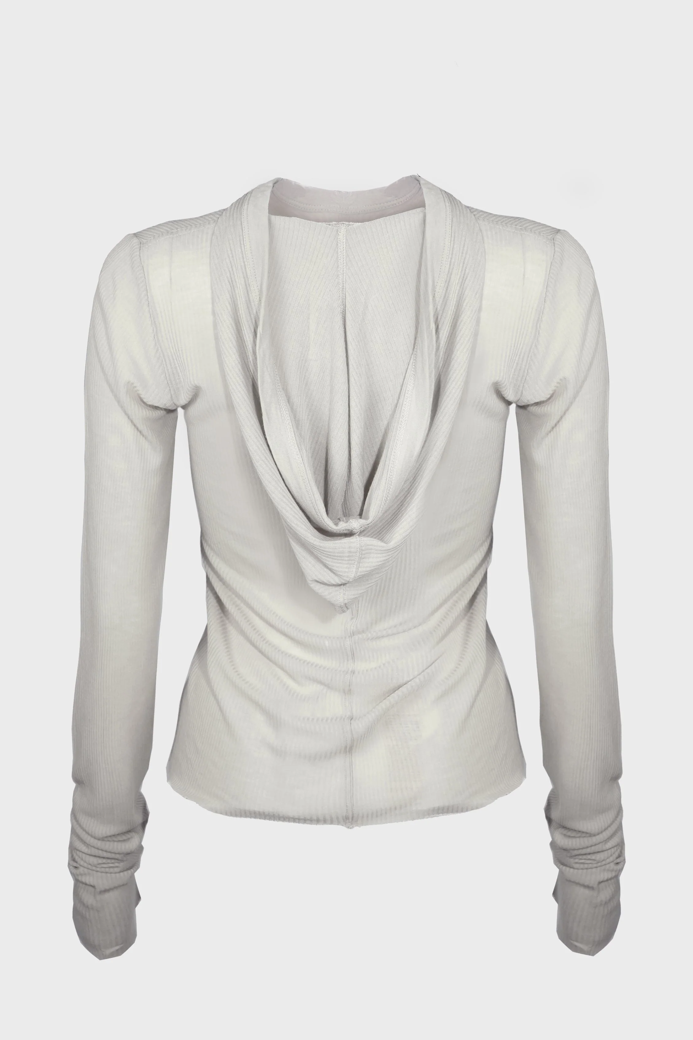 CROPPED HOODED RIB LS T PEARL - Image 2