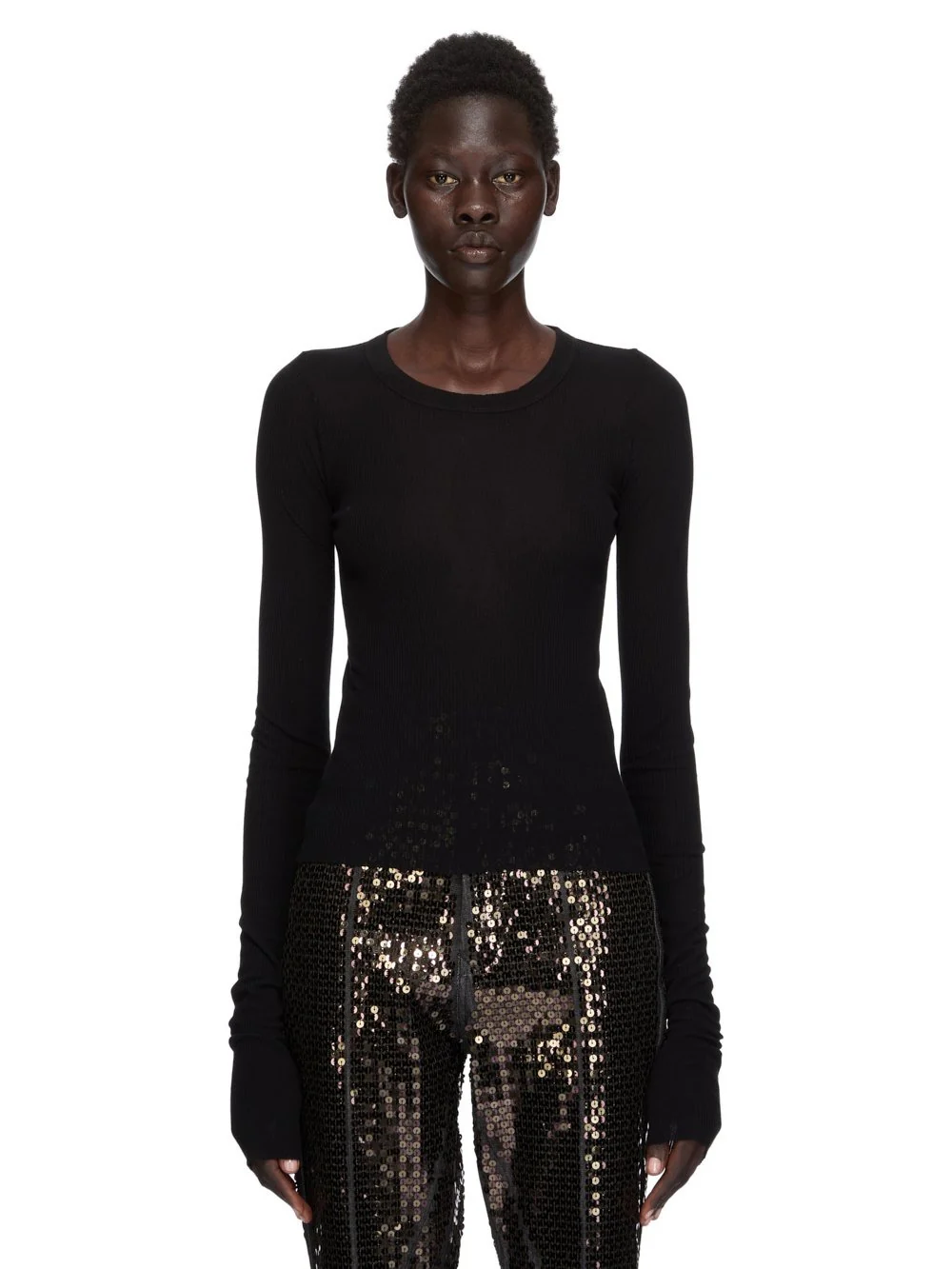CROPPED RIB LS T BLACK - Image 2