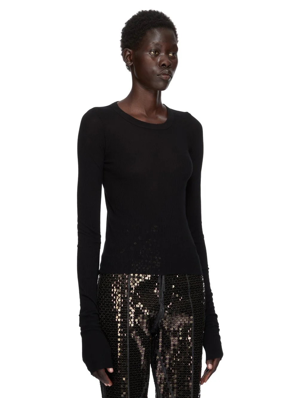 CROPPED RIB LS T BLACK - Image 4