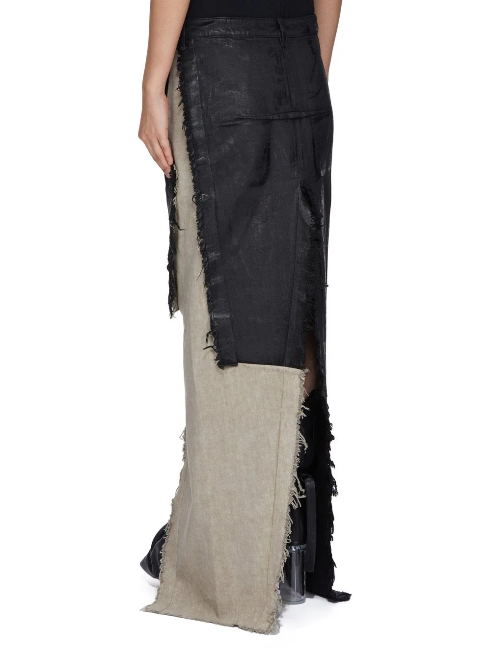 DENIM SLICED SKIRT BLACK/NATURAL - Image 5