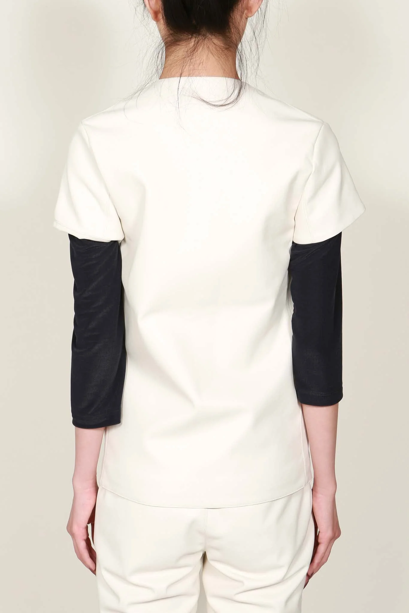 White Faux Leather Short Sleeve Jacket - Image 4