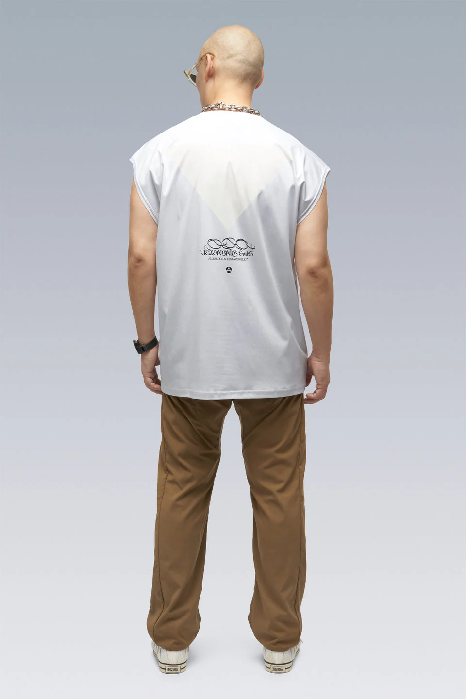 S25-PR-A 100% Cotton Mercerized Sleeveless T-shirt - White - Image 3