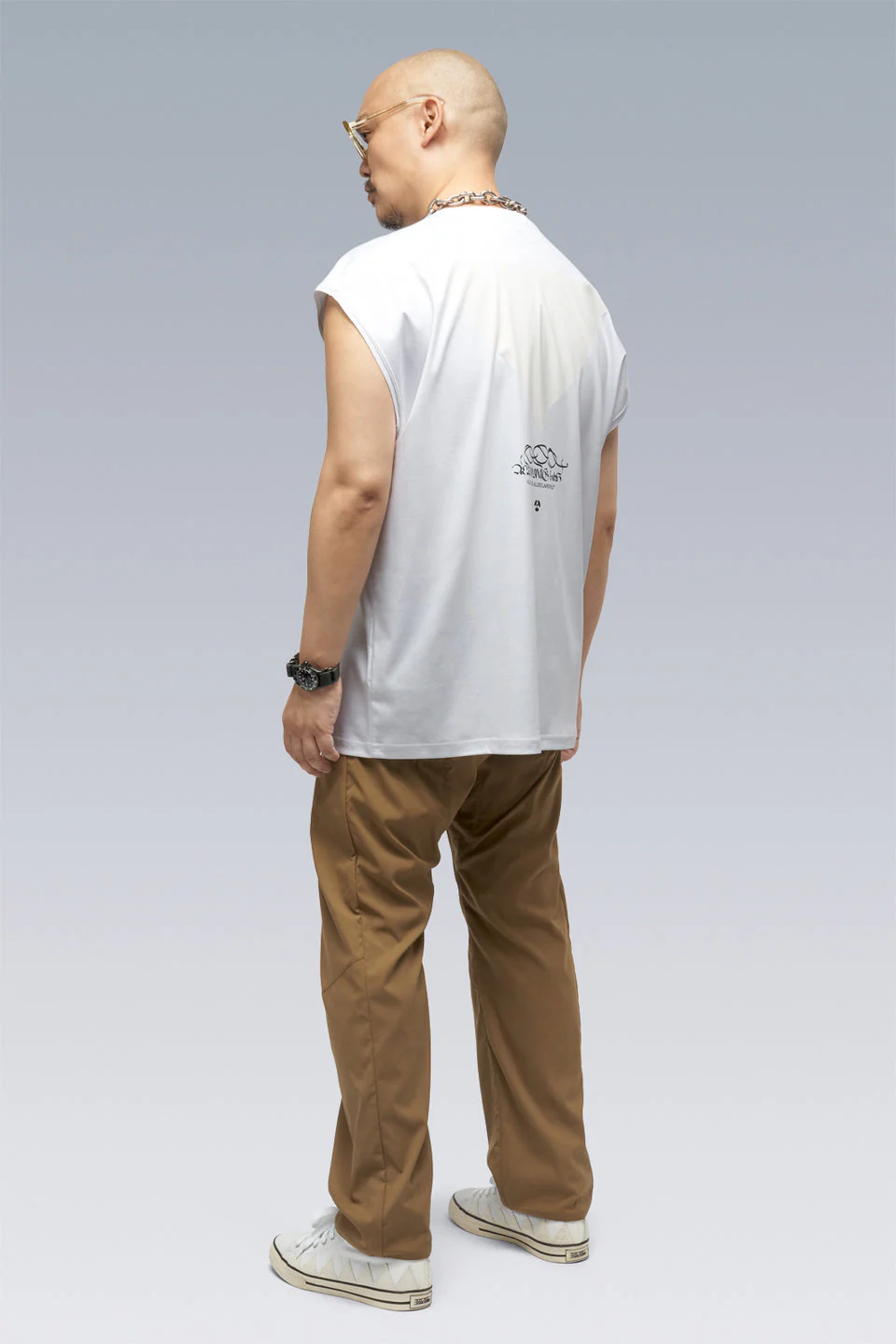 S25-PR-A 100% Cotton Mercerized Sleeveless T-shirt - White - Image 4
